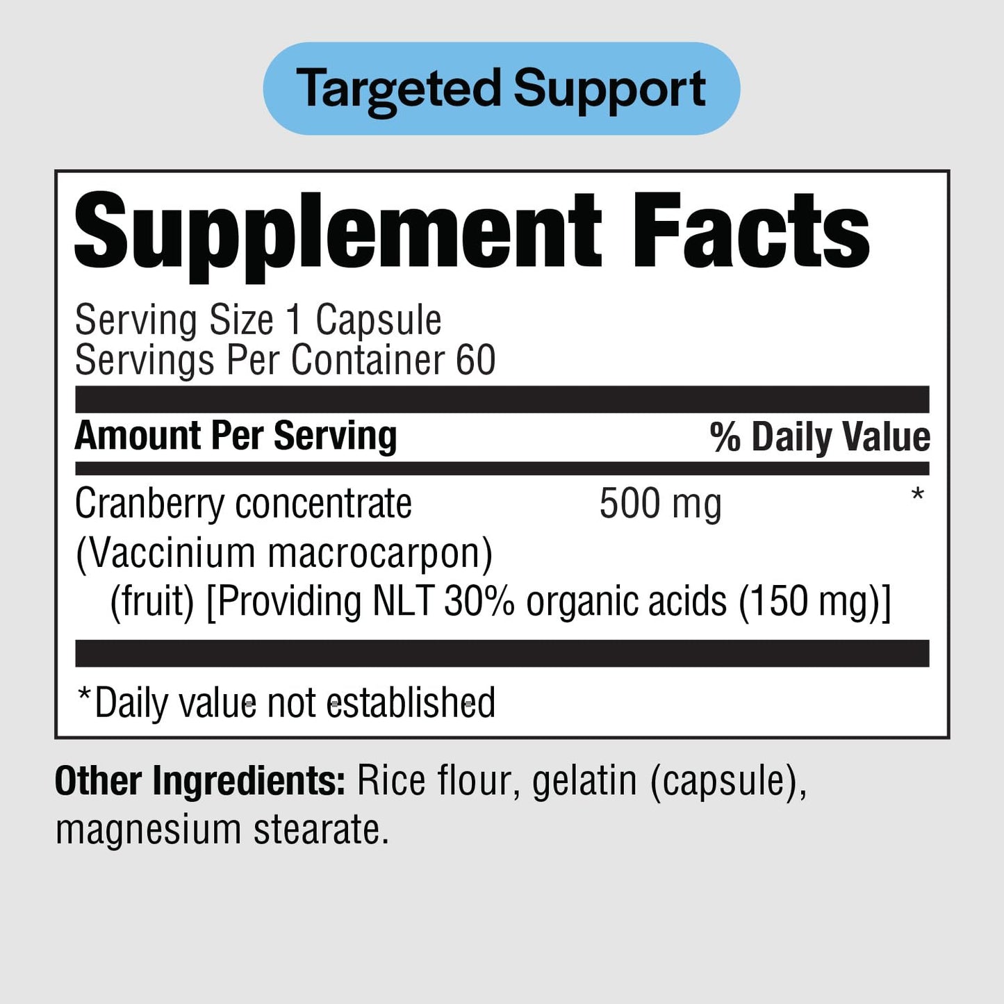 PureFormulas Cranberry 500 mg Capsule, 60 Count