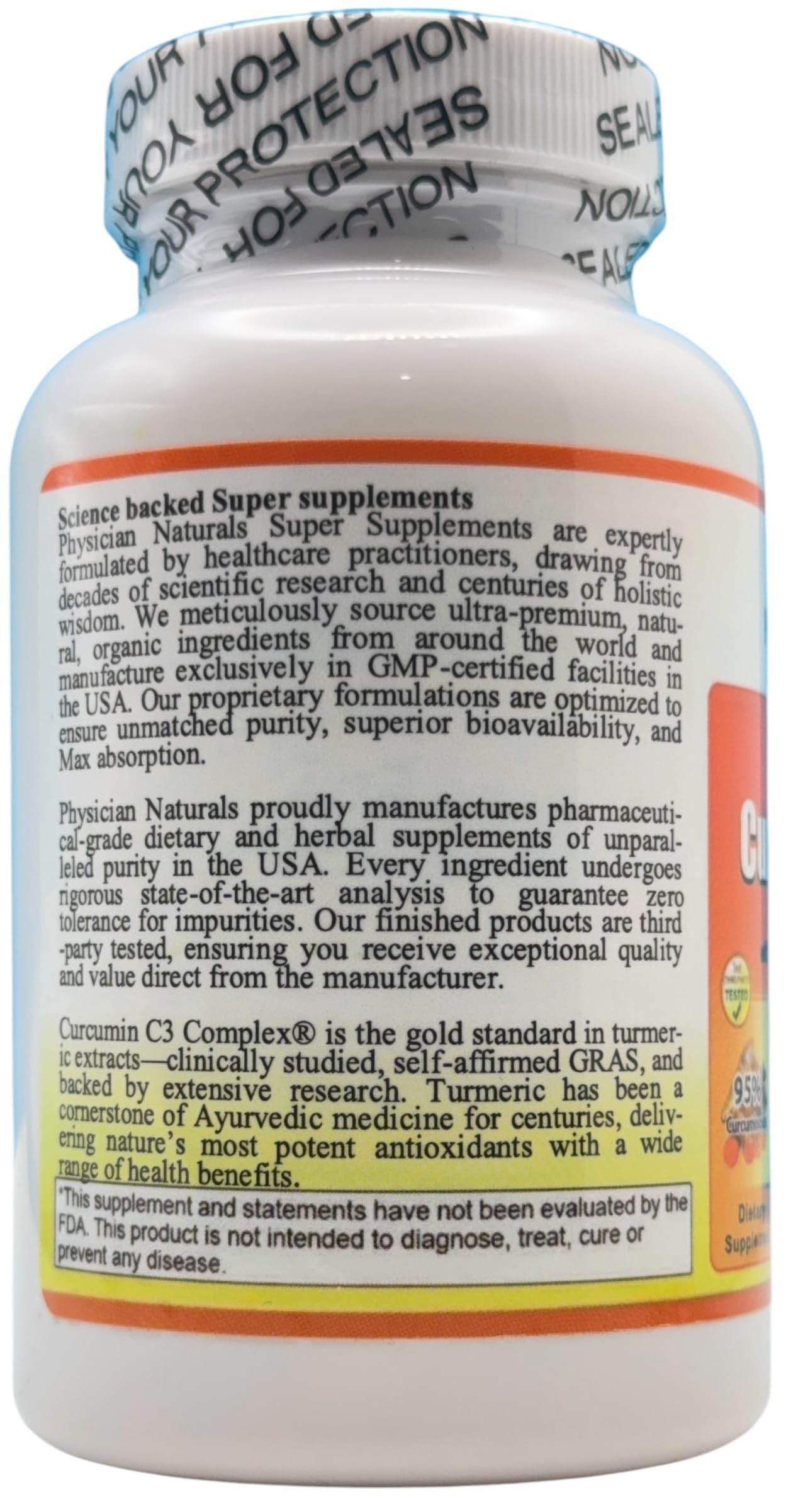 Physician Naturals Super Curcumin C3 1000 with Bioperine Capsule, 100 Veg Caplets