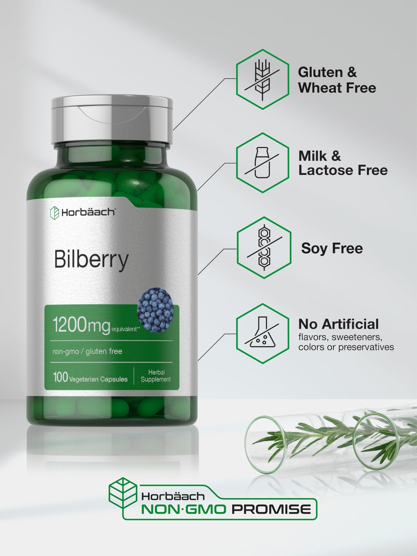 Horbäach Bilberry Fruit Extract Capsule, 100 Capsules