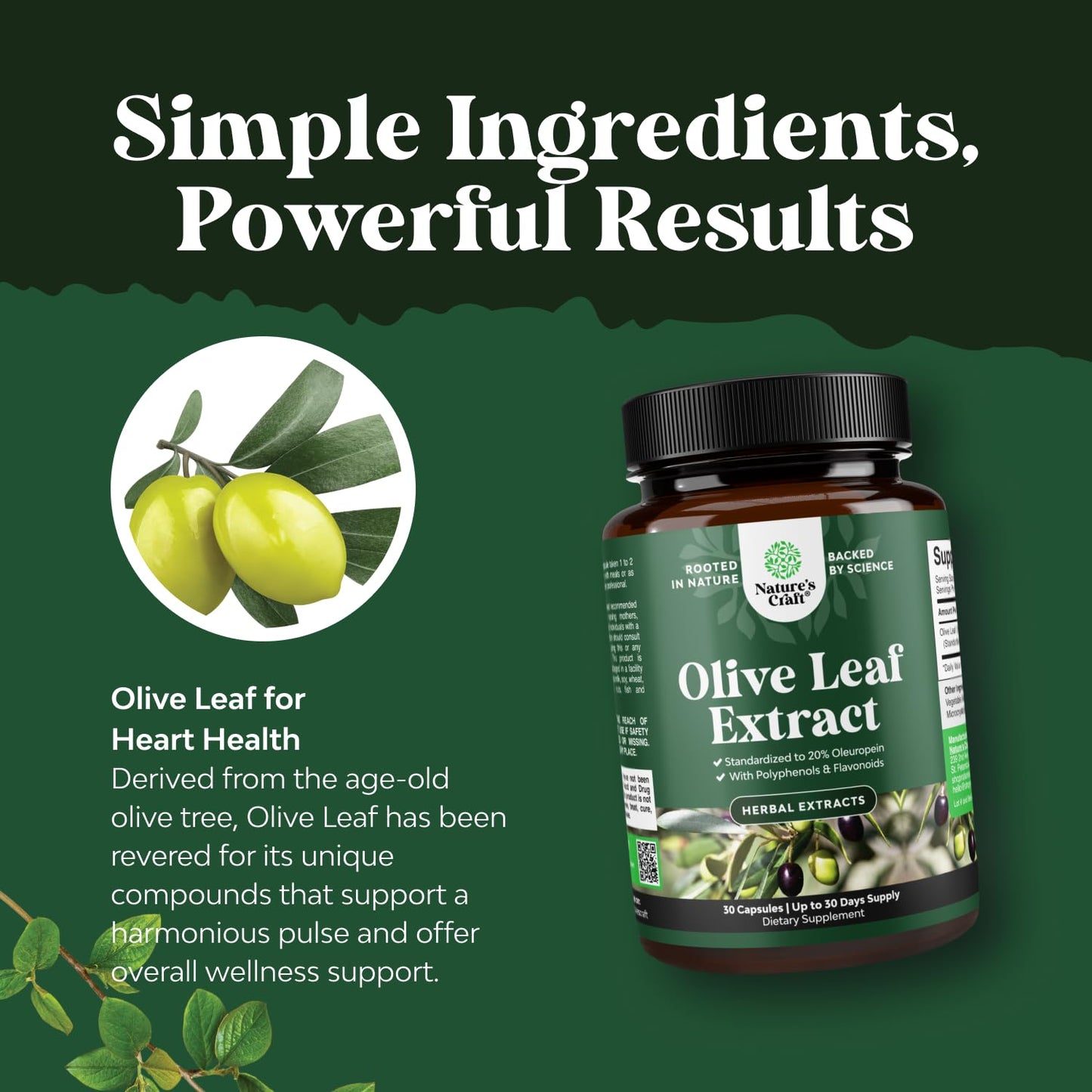 Natures Craft Olive Leaf Extract Capsules, 30 Count