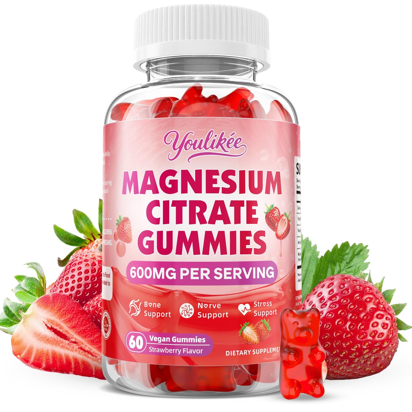 Youlikee Magnesium Citrate Gummies, 60 Count