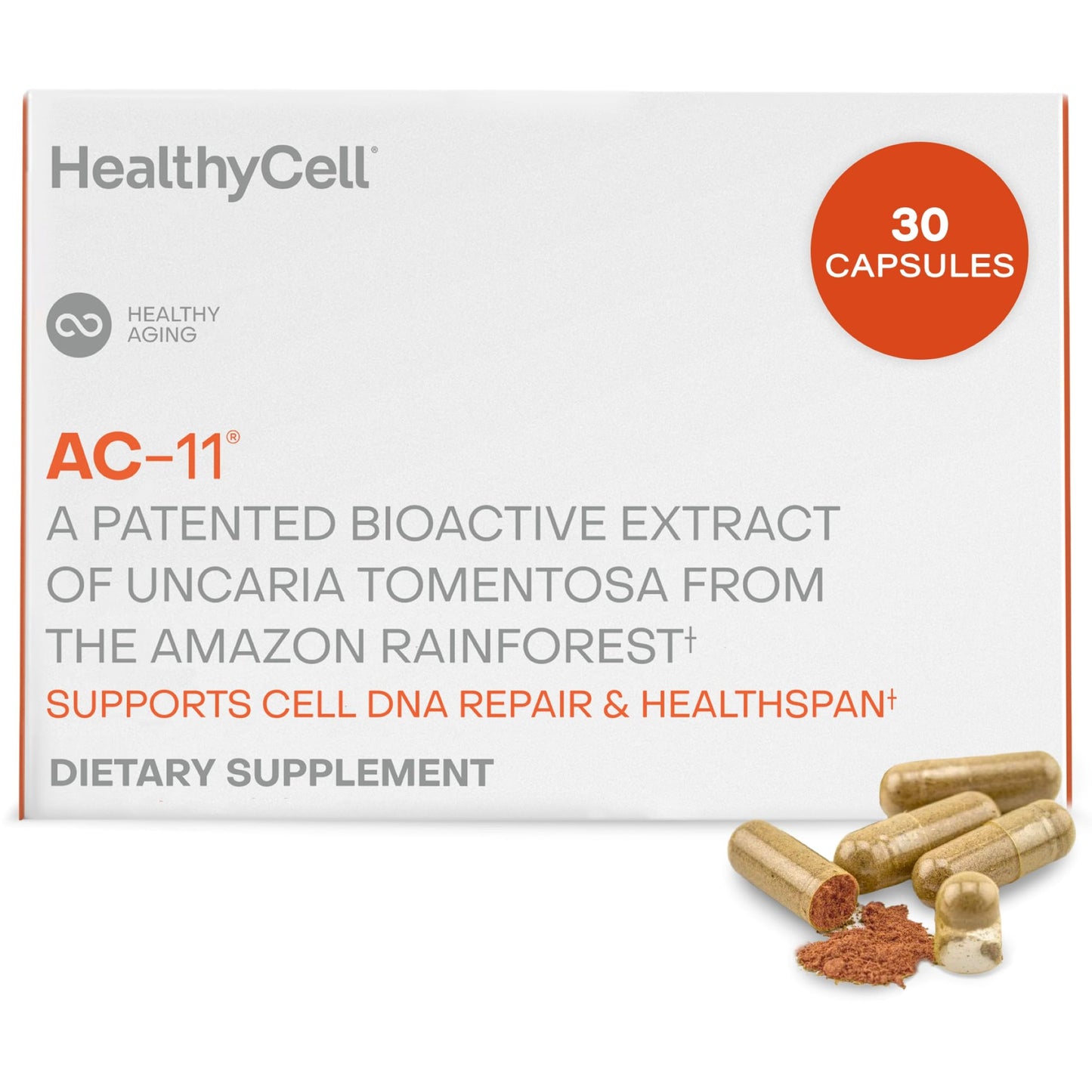Healthycell AC-11 Anti-Aging Supplement for DNA Repair & Stem Cell Health, Capsule, 30