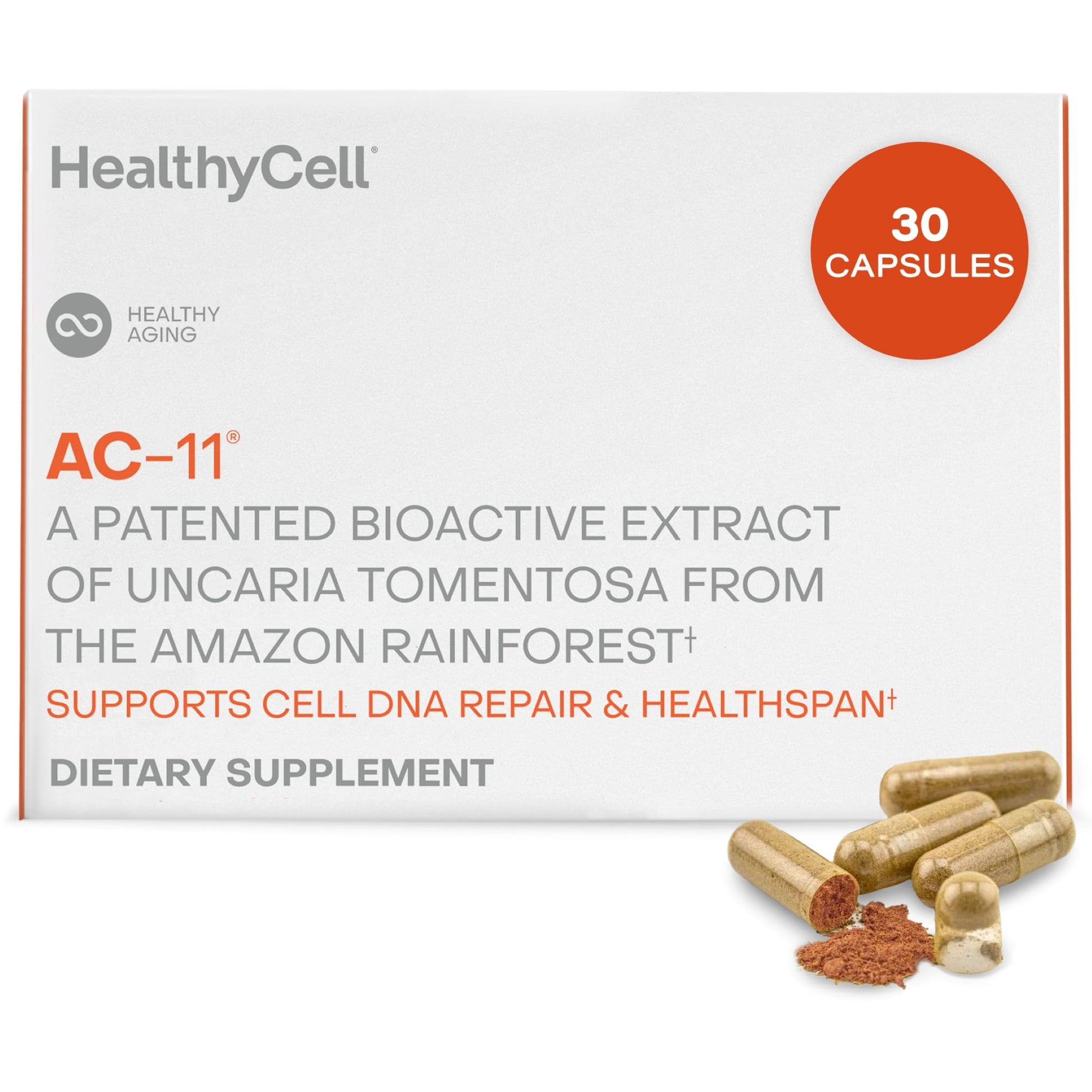 Healthycell AC-11 Anti-Aging Supplement for DNA Repair & Stem Cell Health, Capsule, 30