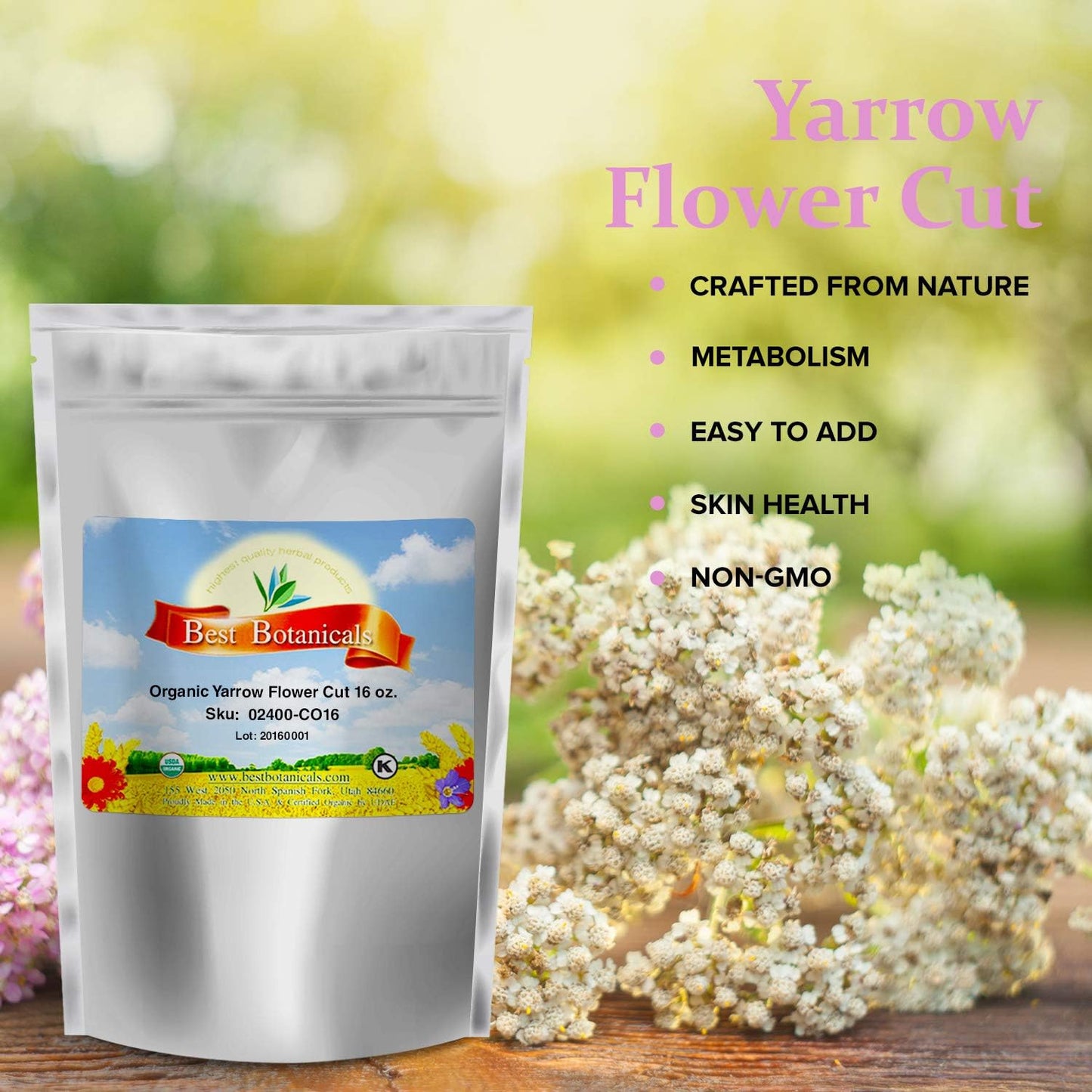 Best Botanicals Yarrow Flower Cut Powder 16 oz