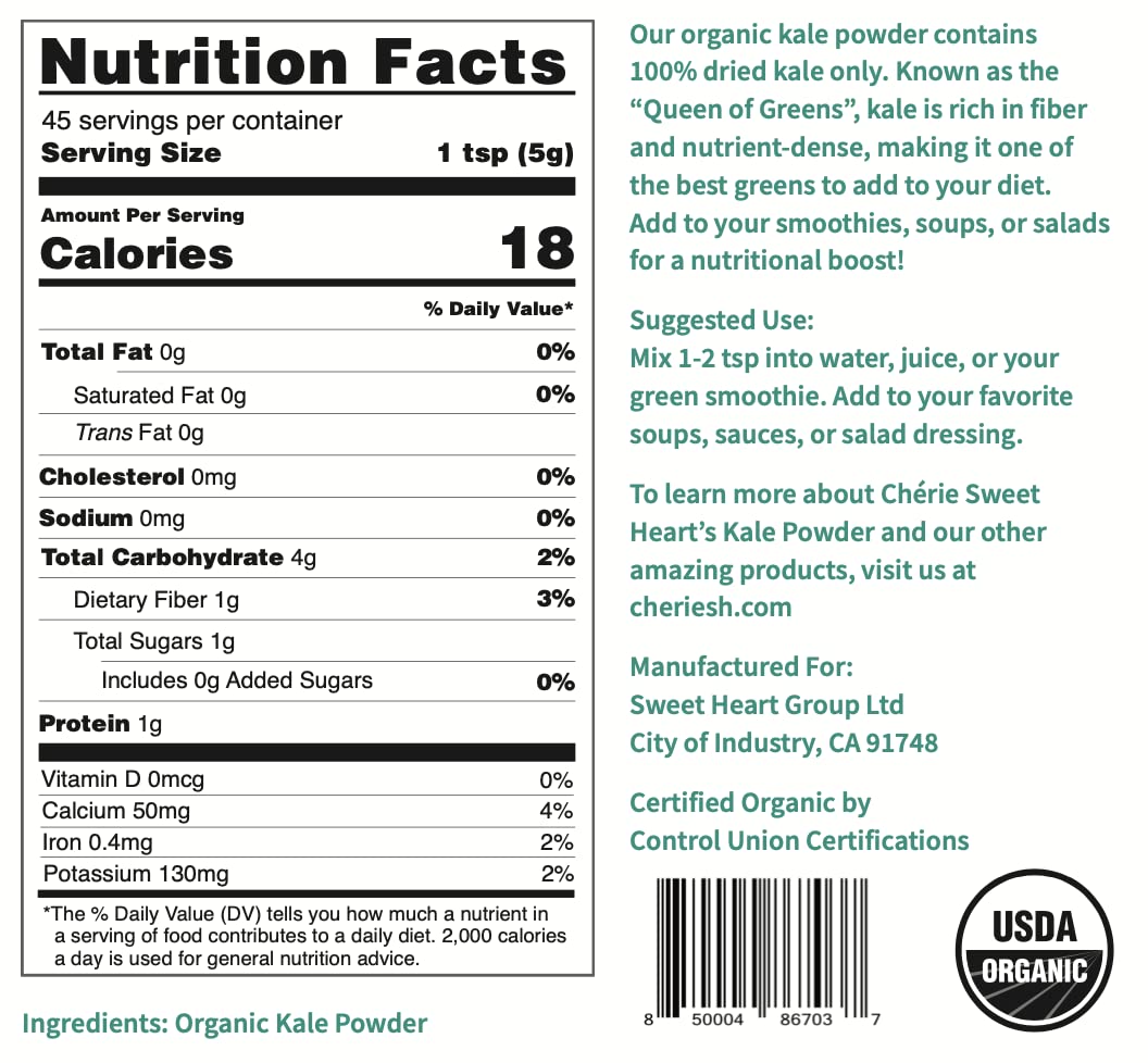 Chérie Sweet Heart USDA Organic Kale Powder, 8 oz