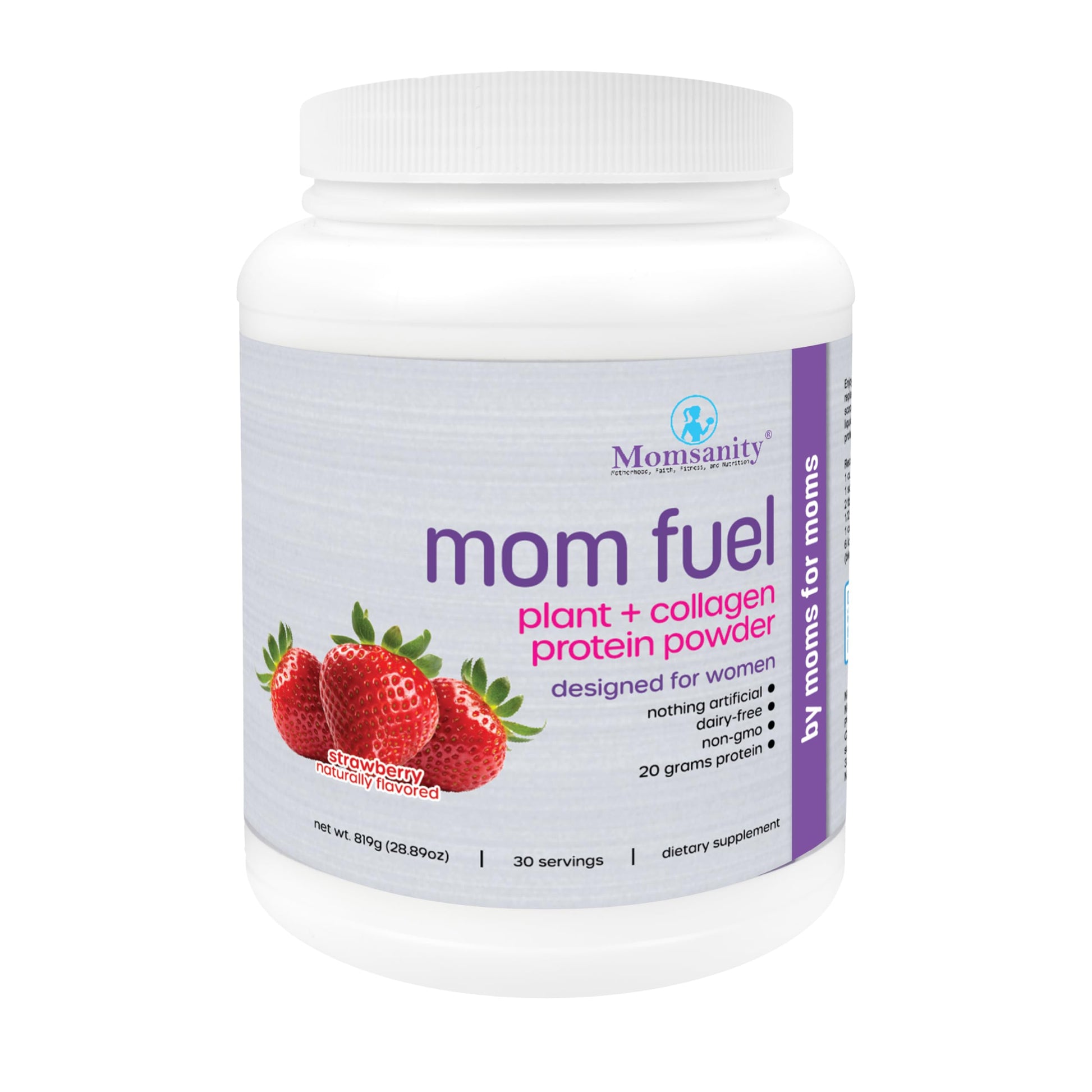 Momsanity Protein Powder for Women Limited Edition - Dairy-Free Meal Replacement - Plant & Collagen Protein Blend, 20g Protein, Strawberry Flavor, Powder, 30 Servings