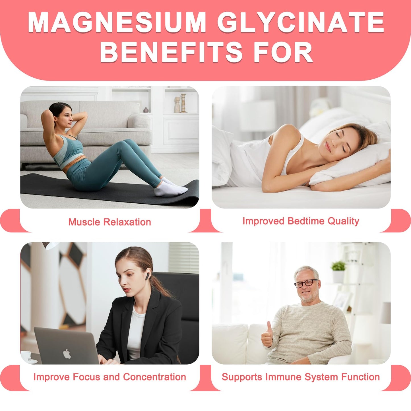 WISHSPARK Magnesium Glycinate Gummies 500mg, 60 Gummies