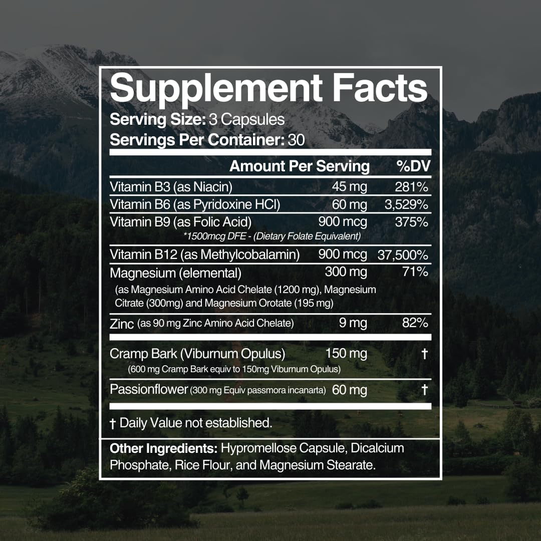 Migraine Stop Active Mg Magnesium Supplement with Zinc & B Vitamins, Capsule, 90 Count