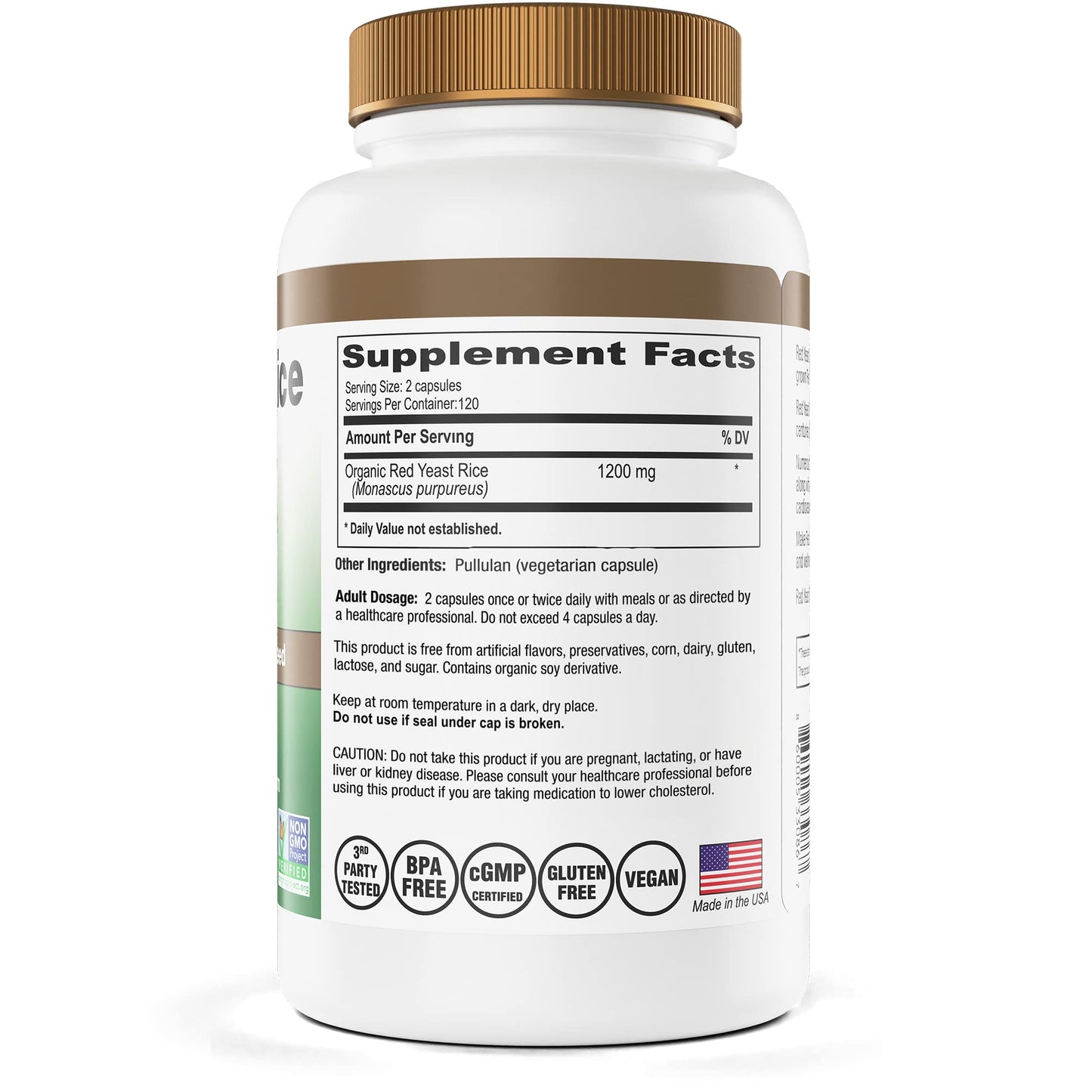 Red Yeast Rice Gold Devicare 1200 mg per 2-Capsule Serving - Organic Supplement for Daily Wellness, 240 Capsules