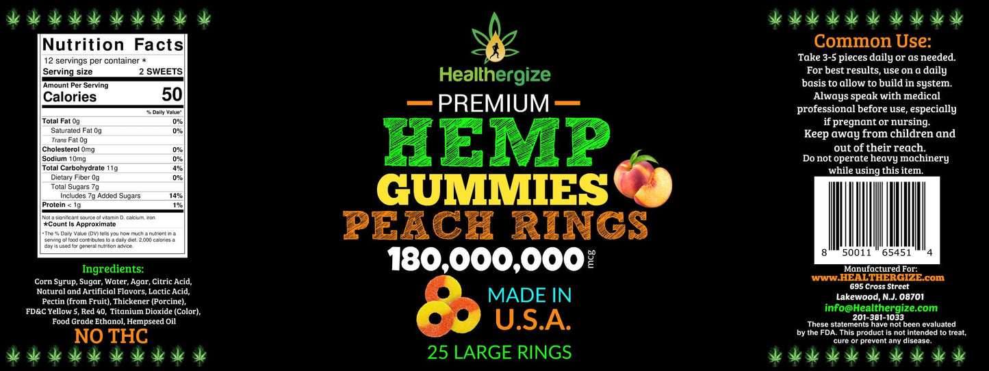 Healthergize Hemp Gummies Gummy 75 Count