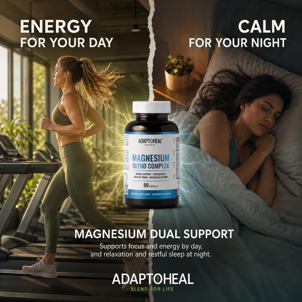ADAPTOHEAL Magnesium Glycinate, Malate & Citrate Capsules, 90 Count