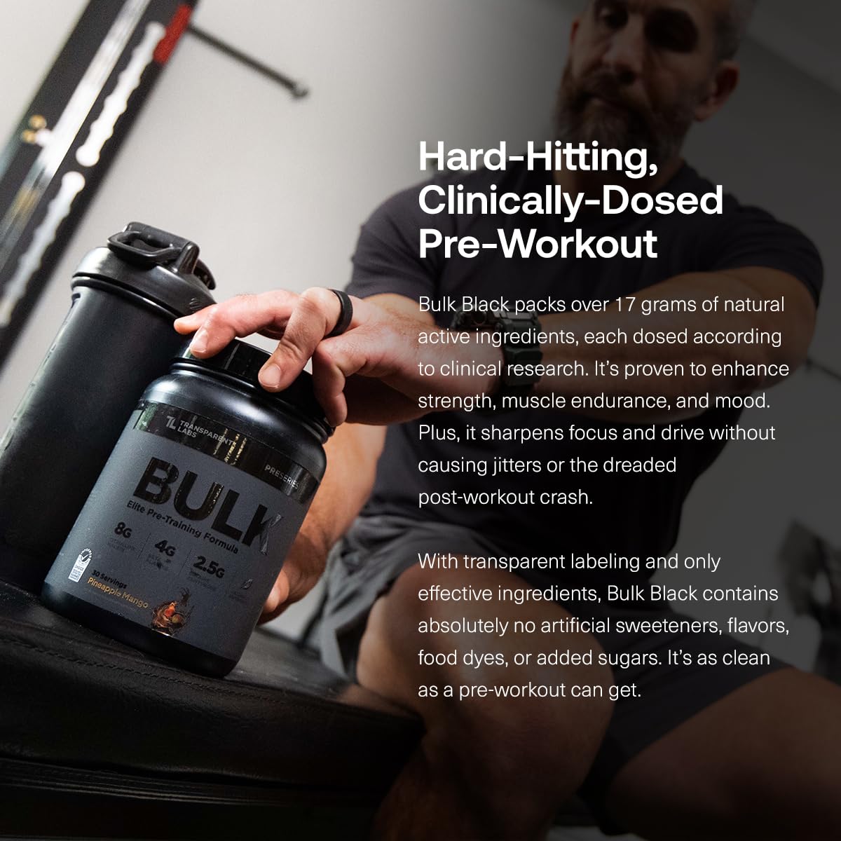 Transparent Labs Bulk Black Pre Workout Powder, 1.4 lb