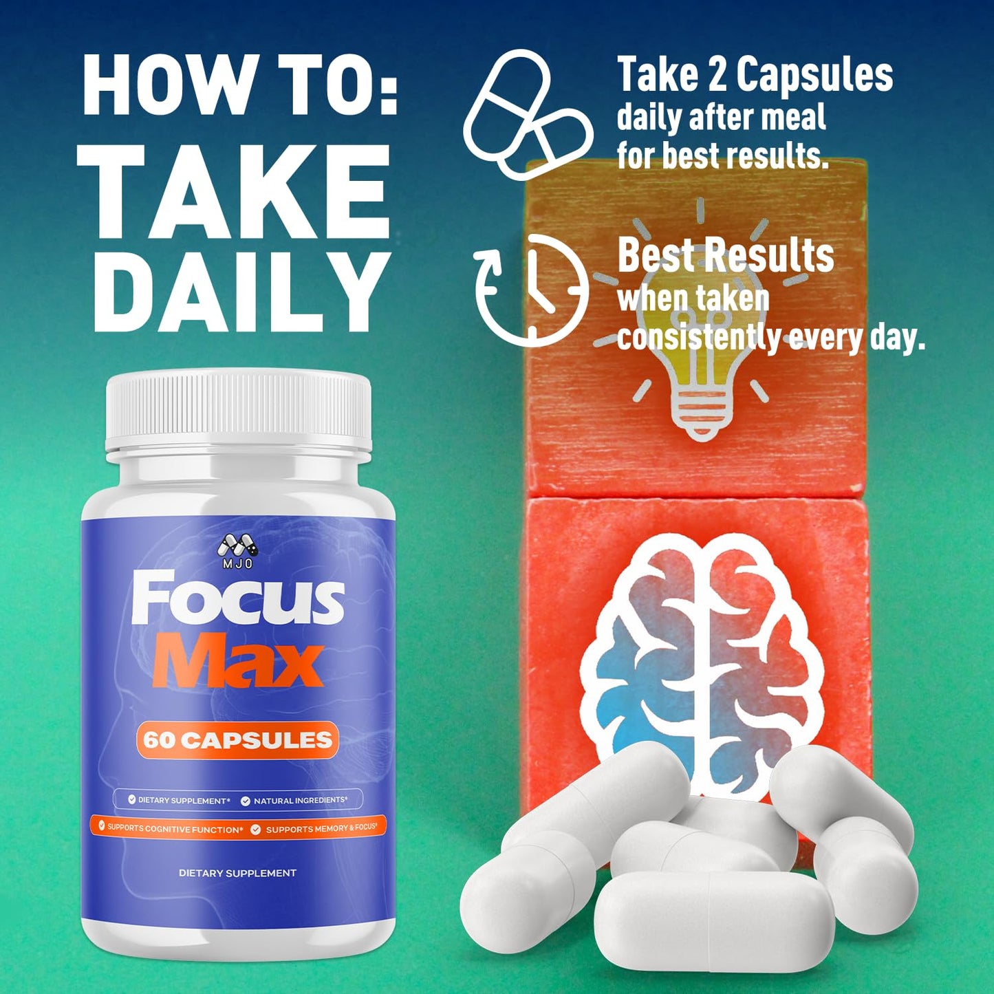 MJO Focus Max Capsules, 60 Count