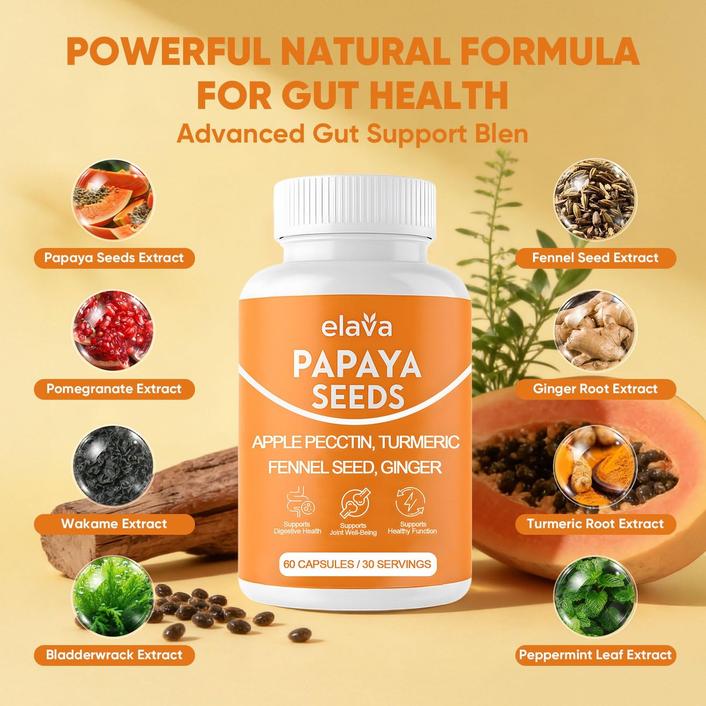 Awjsde Elava Papaya Seeds Capsules, 1 Capsule