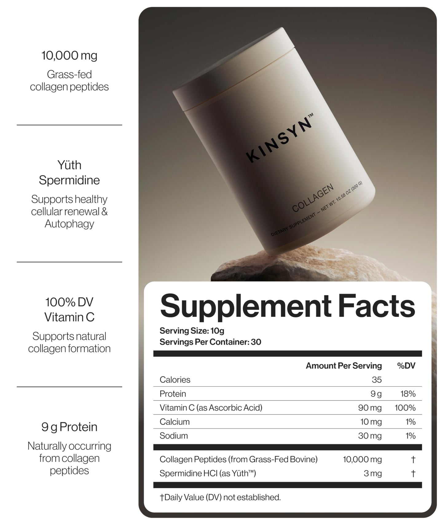 Kinsyn Collagen Peptides Powder 10.58 Ounce