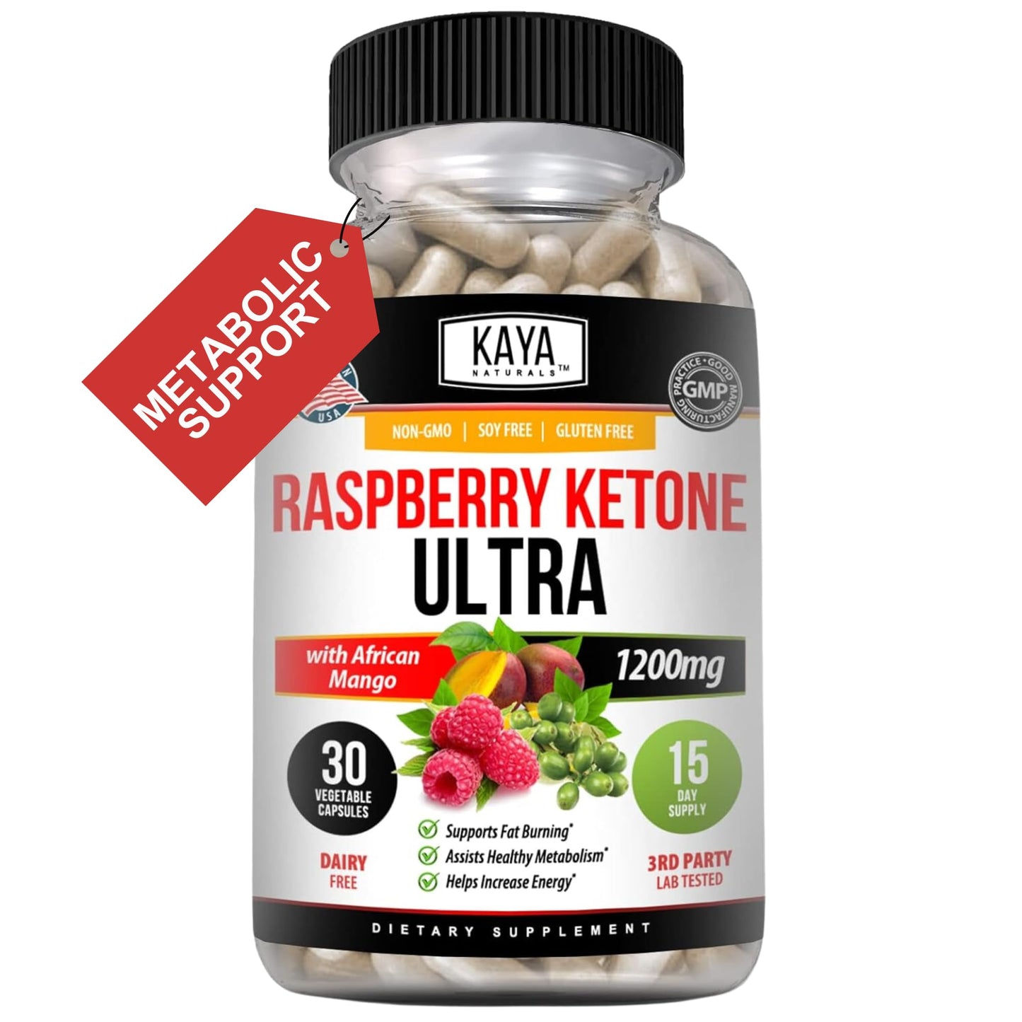 Kaya Naturals Keto Diet Raspberry Ketone Capsules, 30 Count