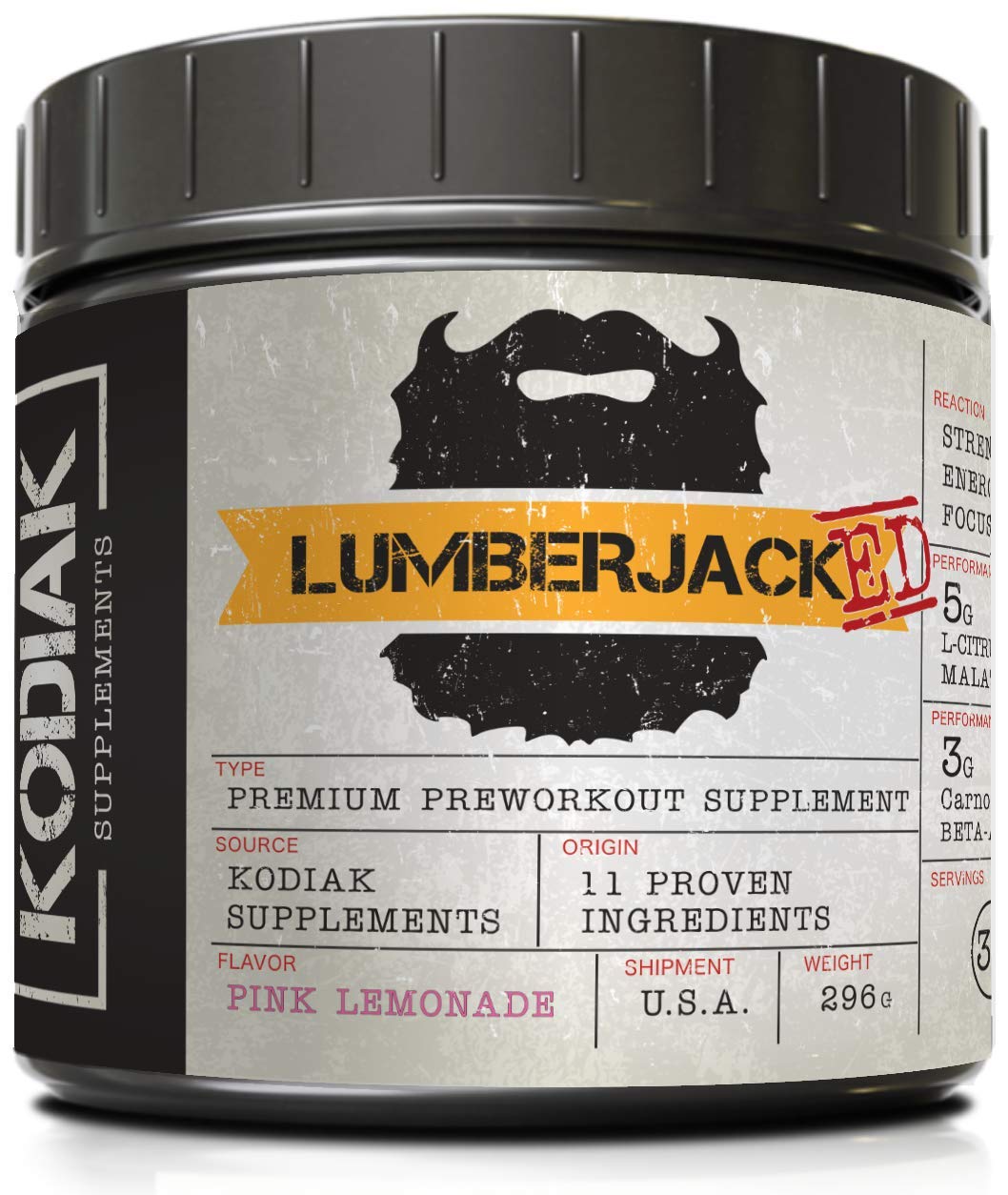 Kodiak Supplements Lumberjacked Pre Workout Powder 11.75 Ounce