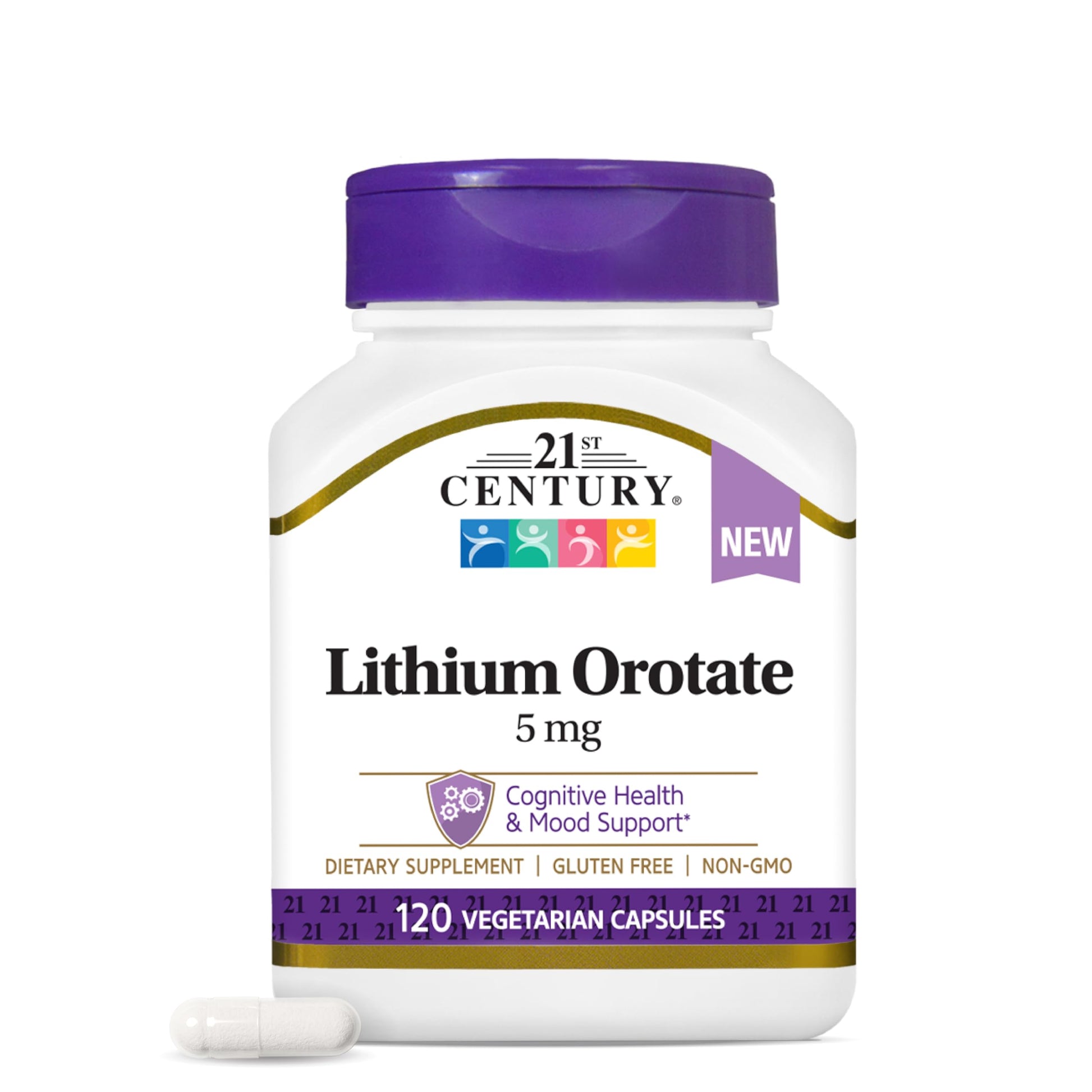 21st Century Lithium Orotate 5mg, 120 Capsules