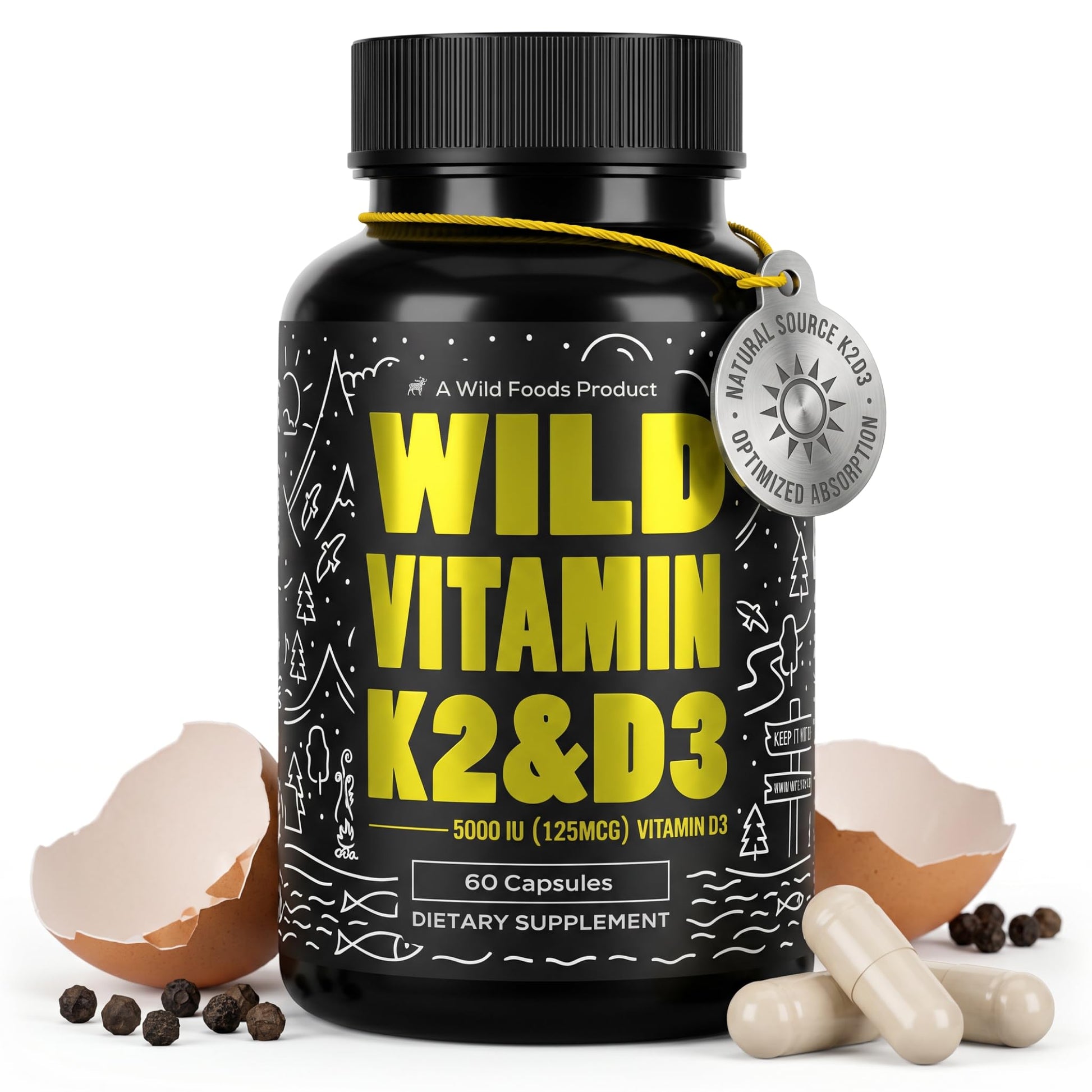 Wild Foods Vitamin D3 + K2 5000iu Capsule, 60 Capsules