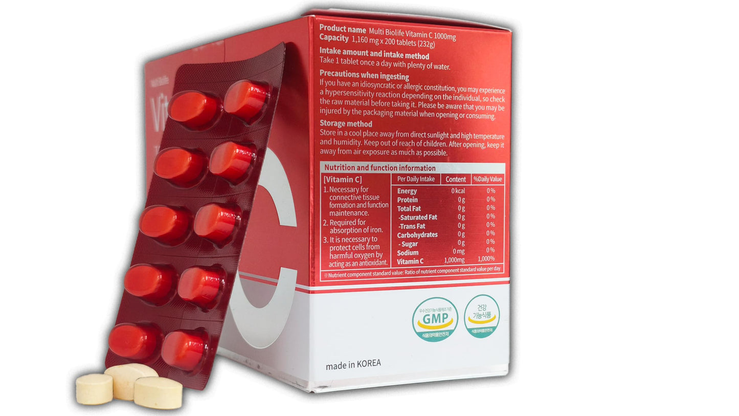 Multi Biolife Vitamin C 1000mg Tablet, 200 Tablets
