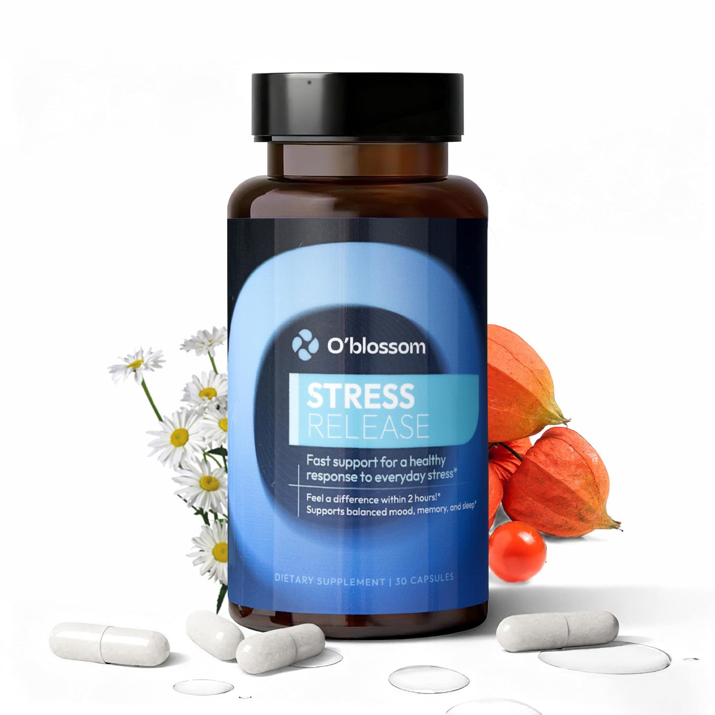 O'blossom Stress Release Ashwagandha Sensoril Zembrin 30 Capsules