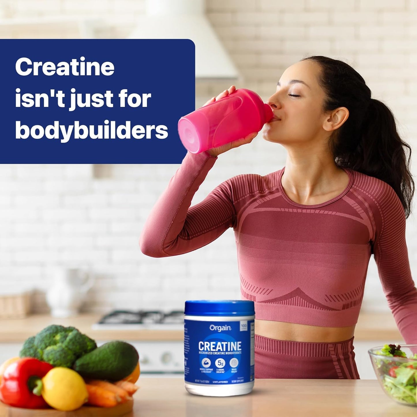 Orgain Micronized Creatine Monohydrate Powder, Unflavored, 23.8 oz