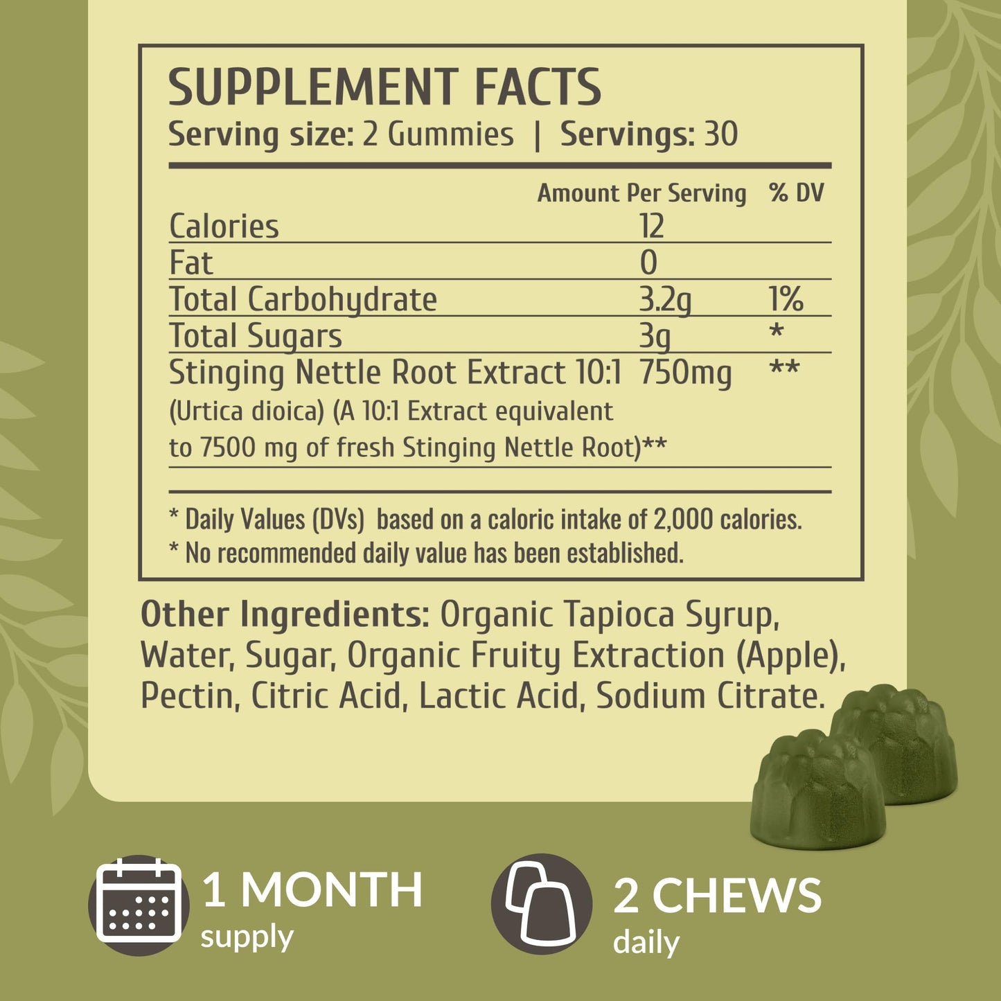 HERBAMAMA Stinging Nettle Gummies, 60 Count