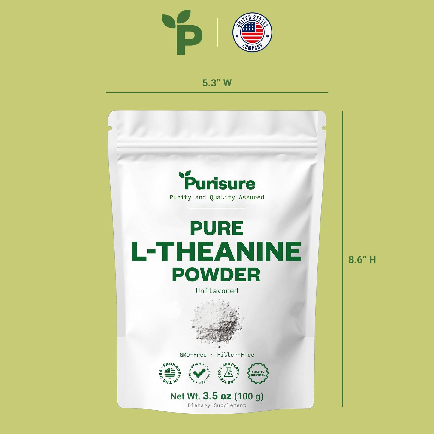 Purusure L-Theanine Powder, 3.53 oz