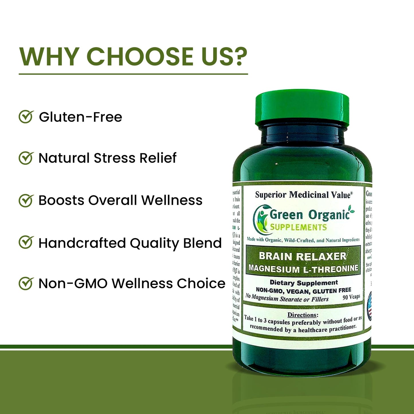 Green Organic Supplements Magnesium L-Threonine Capsules 360