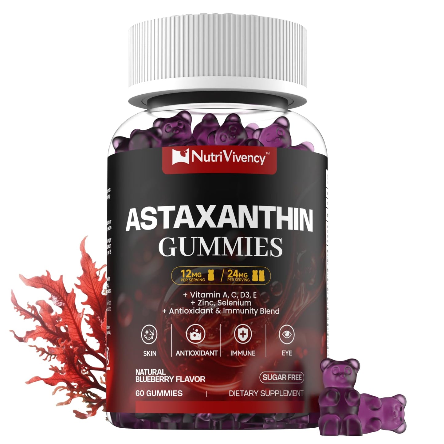 NutriVivency Astaxanthin Gummies 60 Count