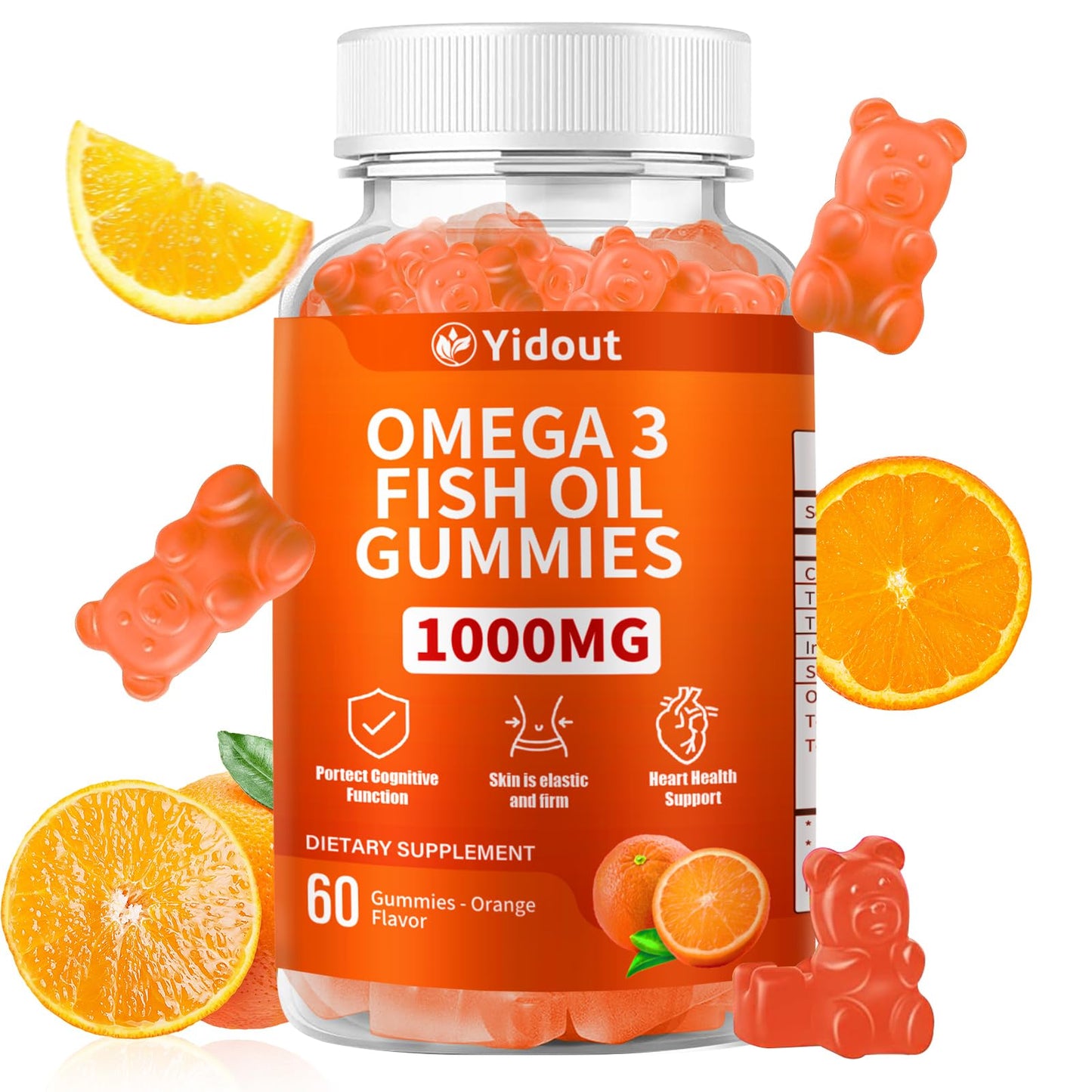 Yidout Omega 3 Fish Oil Gummies 60 Count
