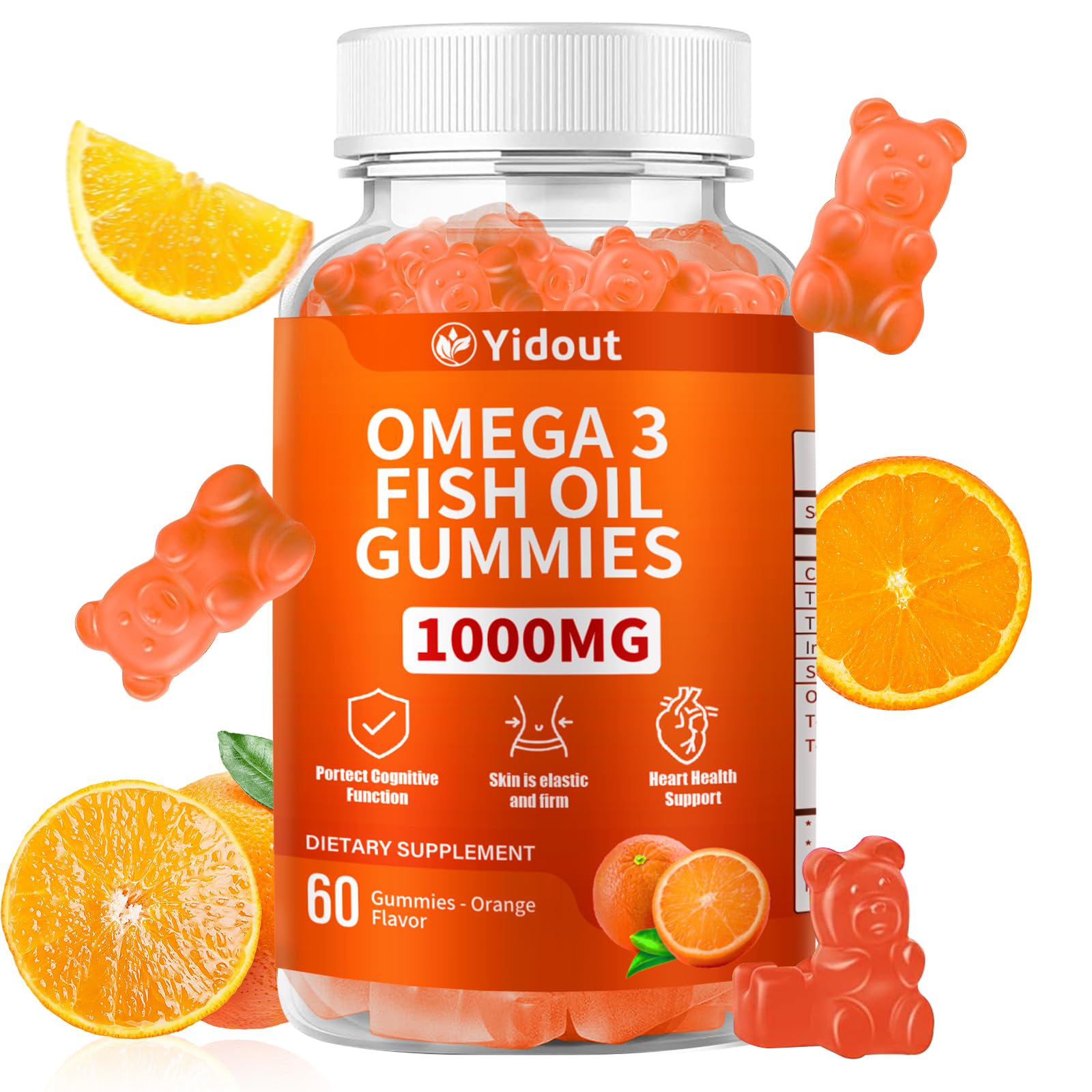 Yidout Omega 3 Fish Oil Gummies 60 Count