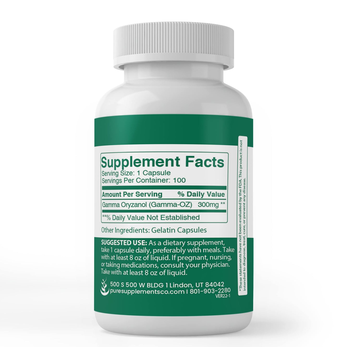 PURE ORIGINAL INGREDIENTS Gamma Oryzanol Capsule 100 Count