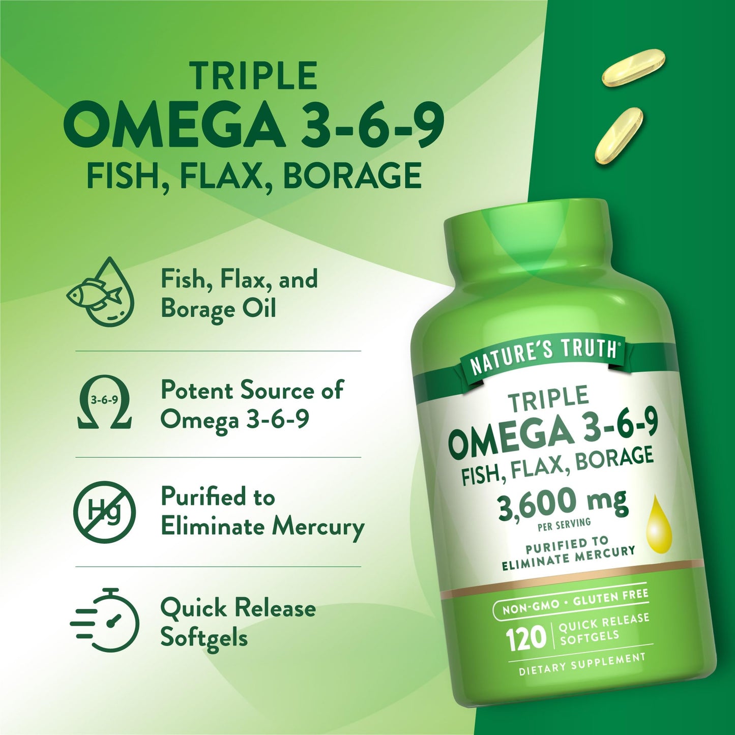 Nature's Truth Omega 3-6-9 Softgels 120 Count