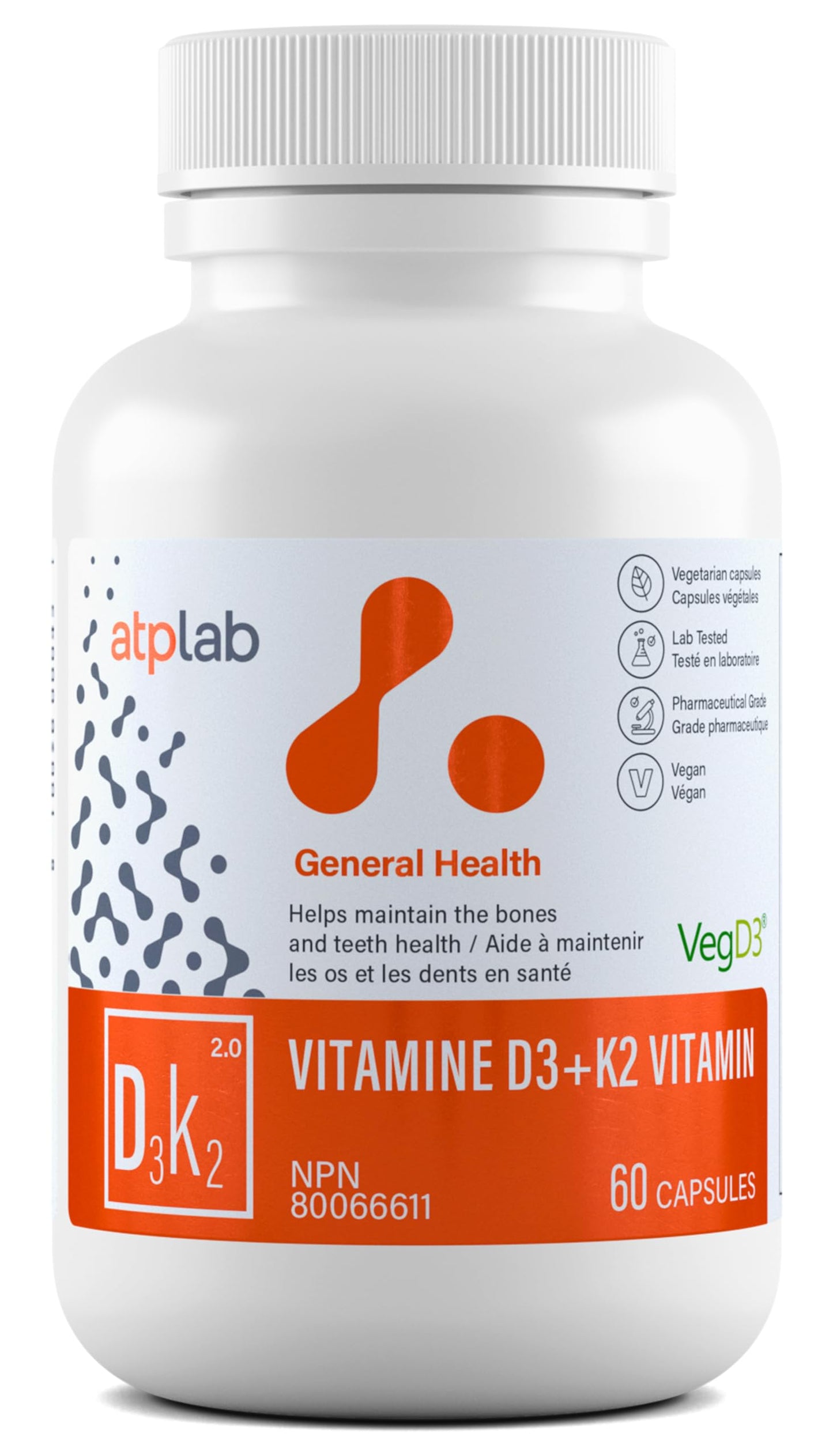 ATP LAB Vitamin D3 K2 60 Capsules