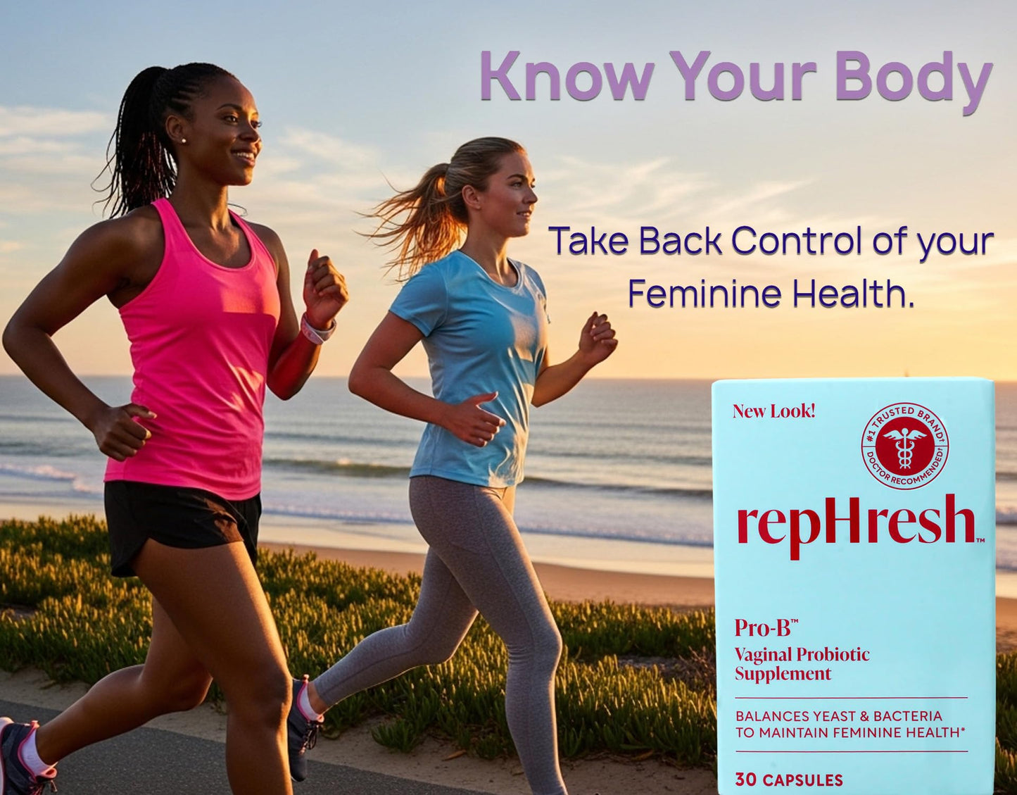 RepHresh Pro-B Probiotic Feminine Supplement Capsules, 3 Count