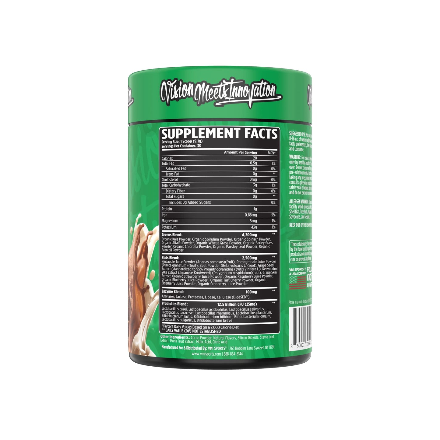 VMI Sports Greens + Reds Advanced Superfood Immunity and Gut Health Enzymes & Probiotics Powder, 8.68 oz