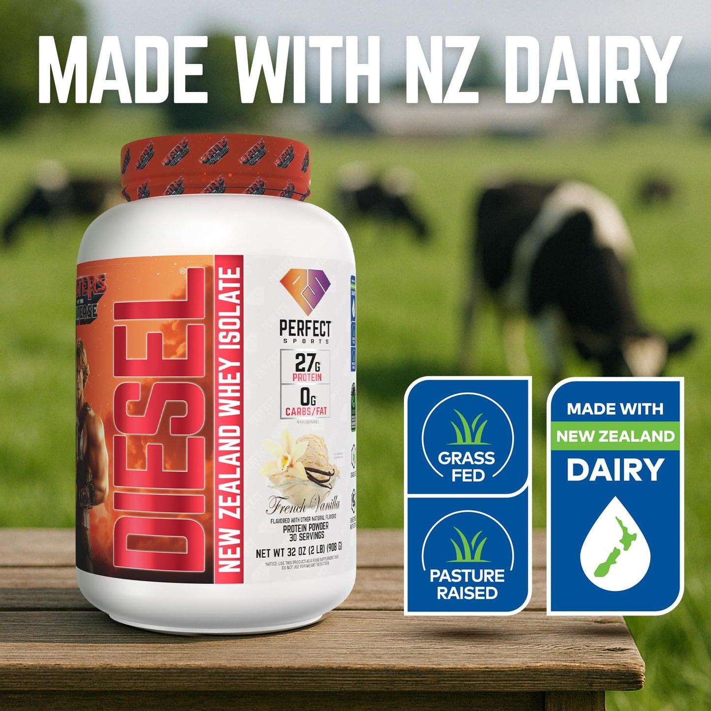 PERFECT SPORTS Masters of the Universe He-Man Limited Edition Diesel New Zealand Whey Isolate Powder 32