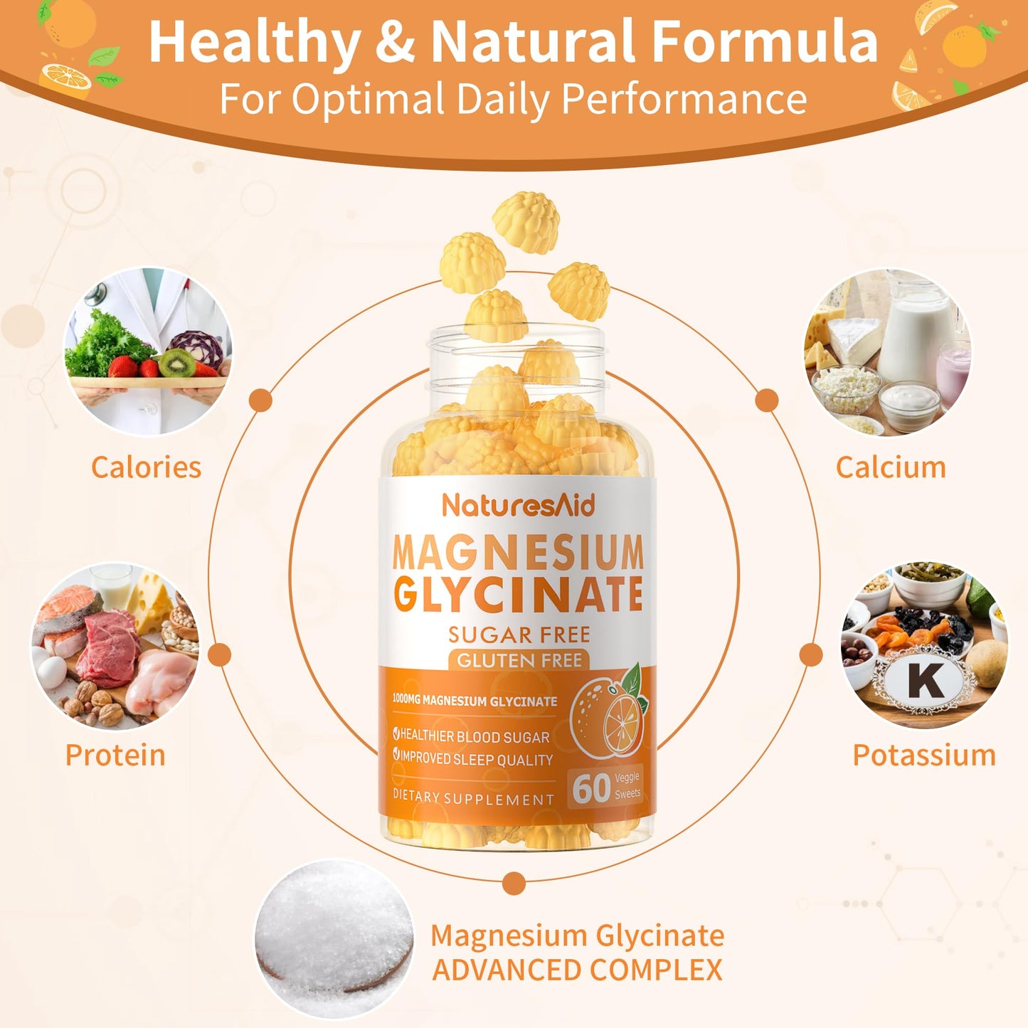 Natures Aid Magnesium Glycinate Gummies 1000mg, 120 Gummies