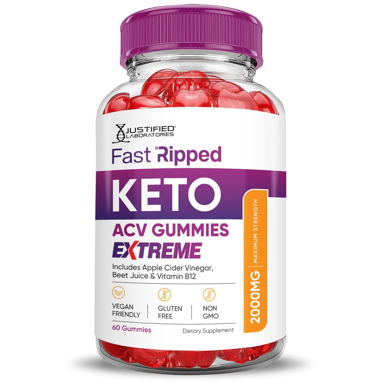 Justified Laboratories Fast Ripped Keto ACV Gummies Extreme 300 Count
