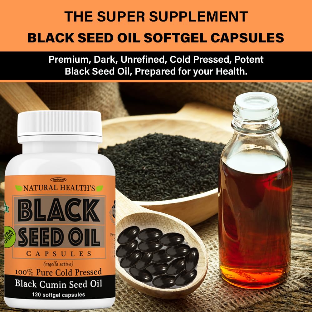 StarDunes Pure Black Seed Oil 1000mg, 120 Softgels