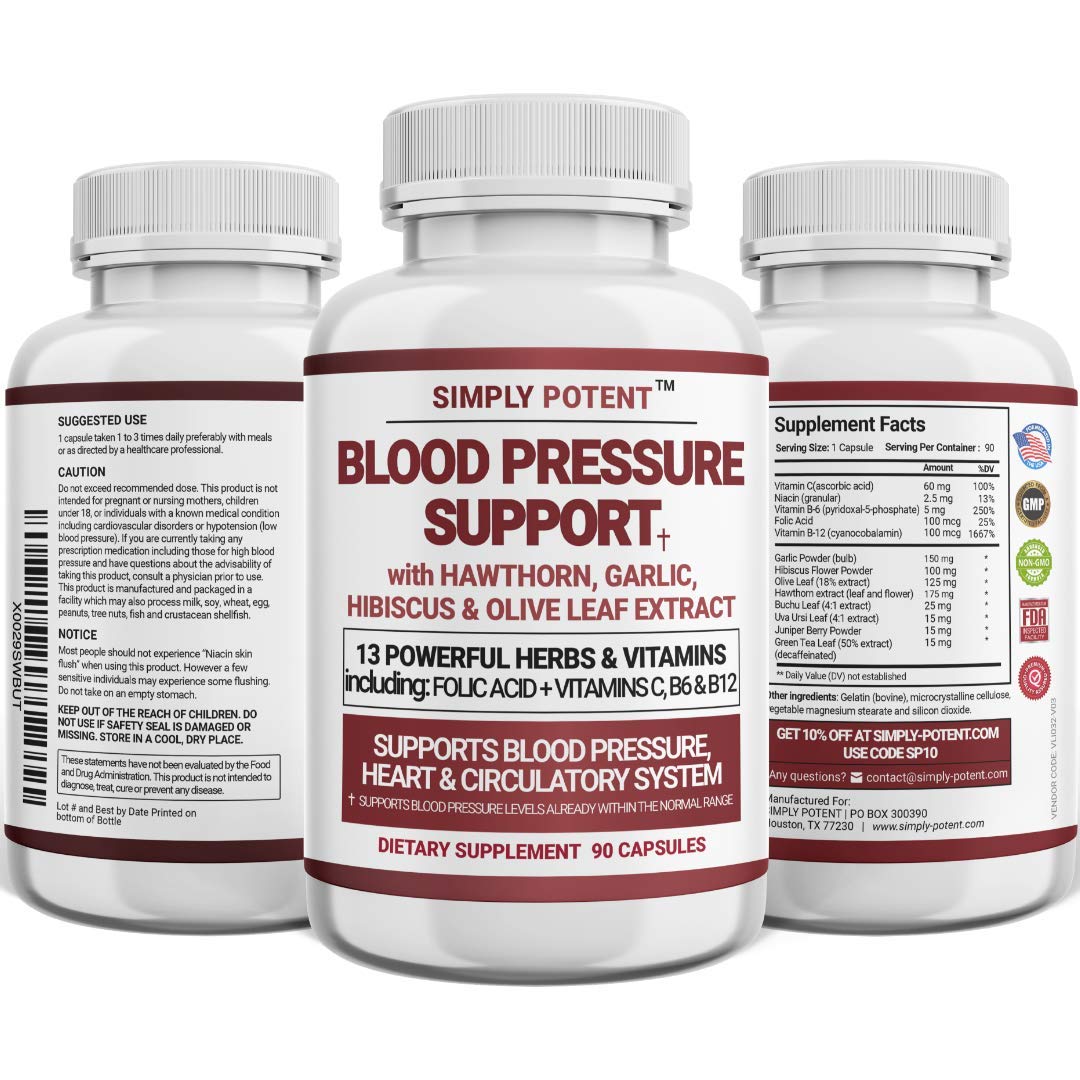 Simply Potent Blood Pressure Support Supplements 90 Capsules