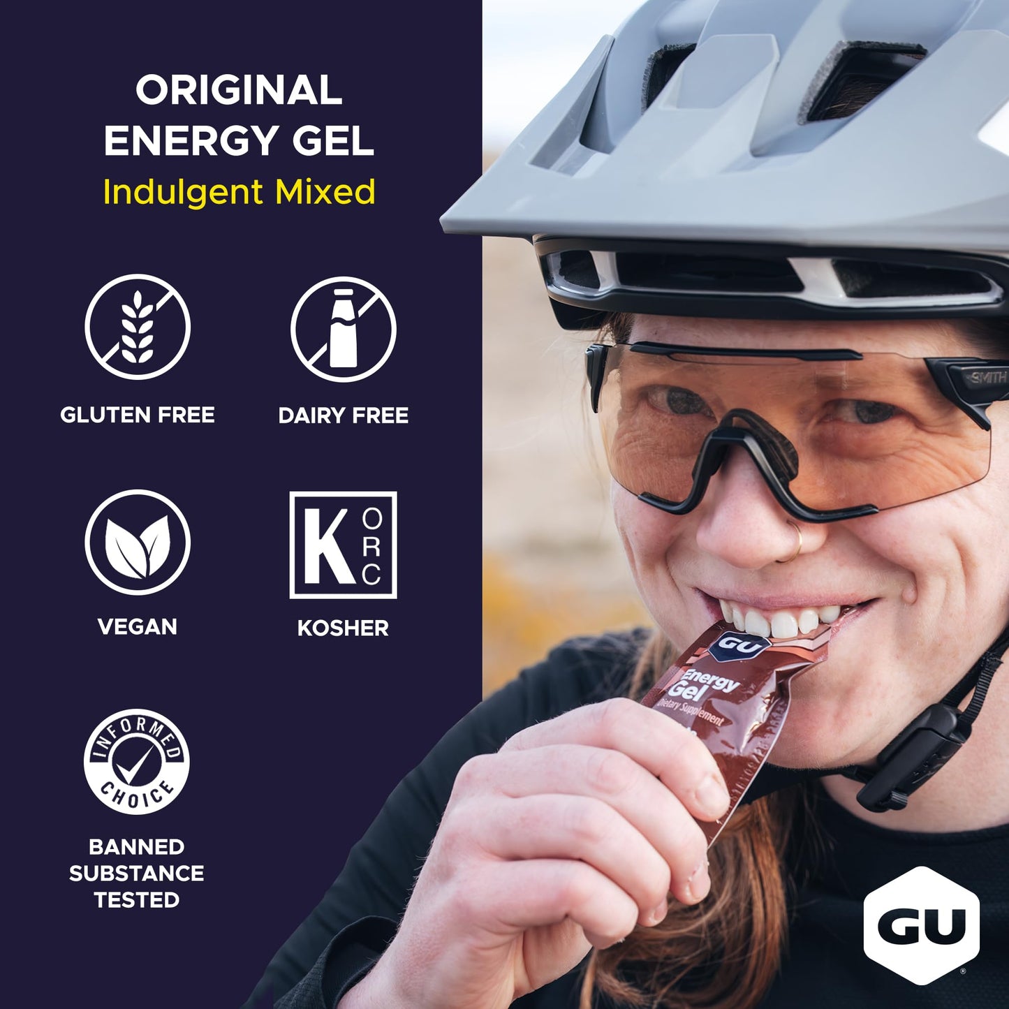 GU Energy Original Sports Nutrition Energy Gel, Vegan, Gluten-Free, Kosher, and Dairy-Free On-the-Go Energy for Any Workout, 24-Count, Assorted Indulgent Flavors