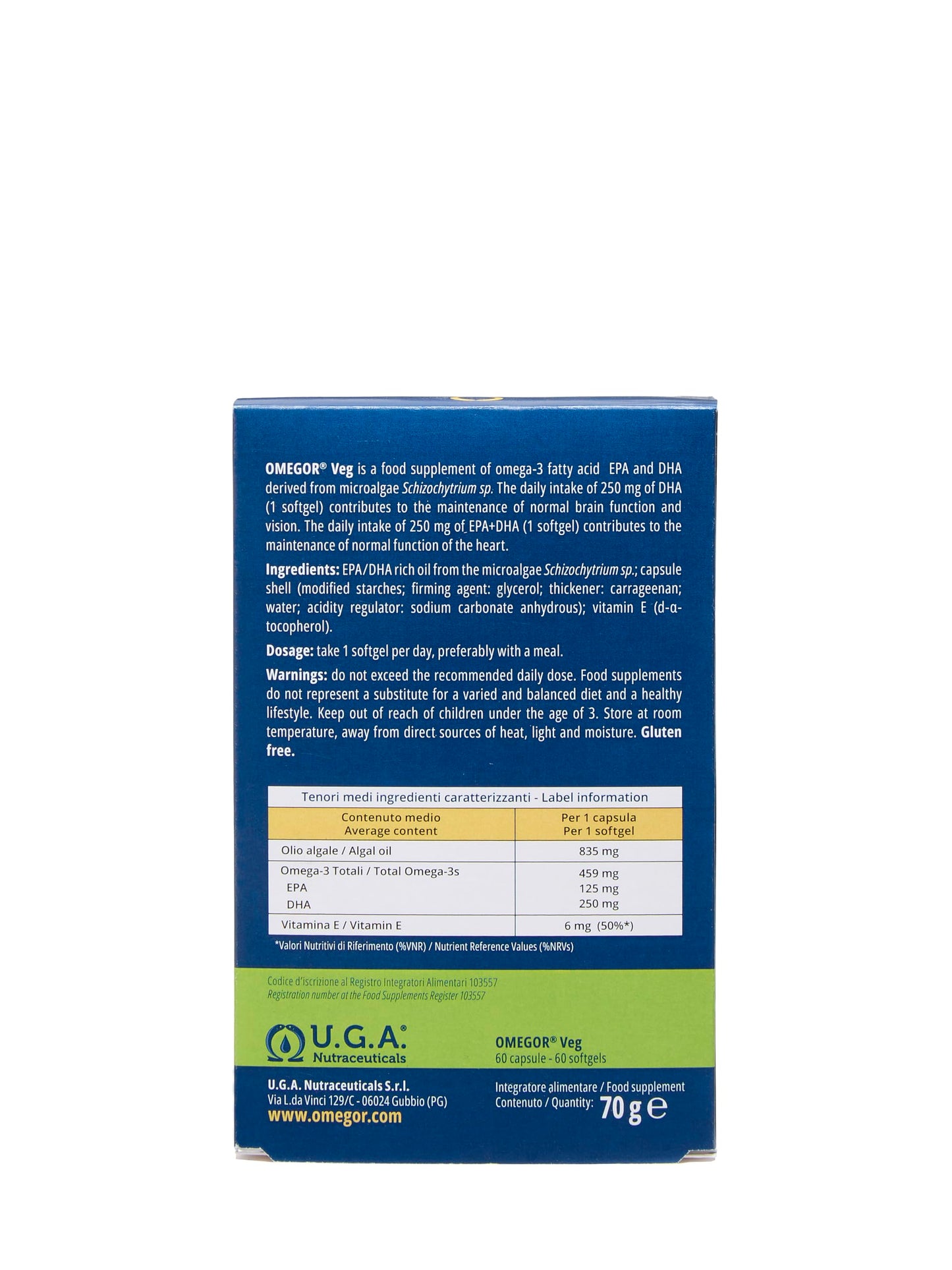 OMEGOR Veg Algae Oil Omega-3 Capsules, 60 Capsules