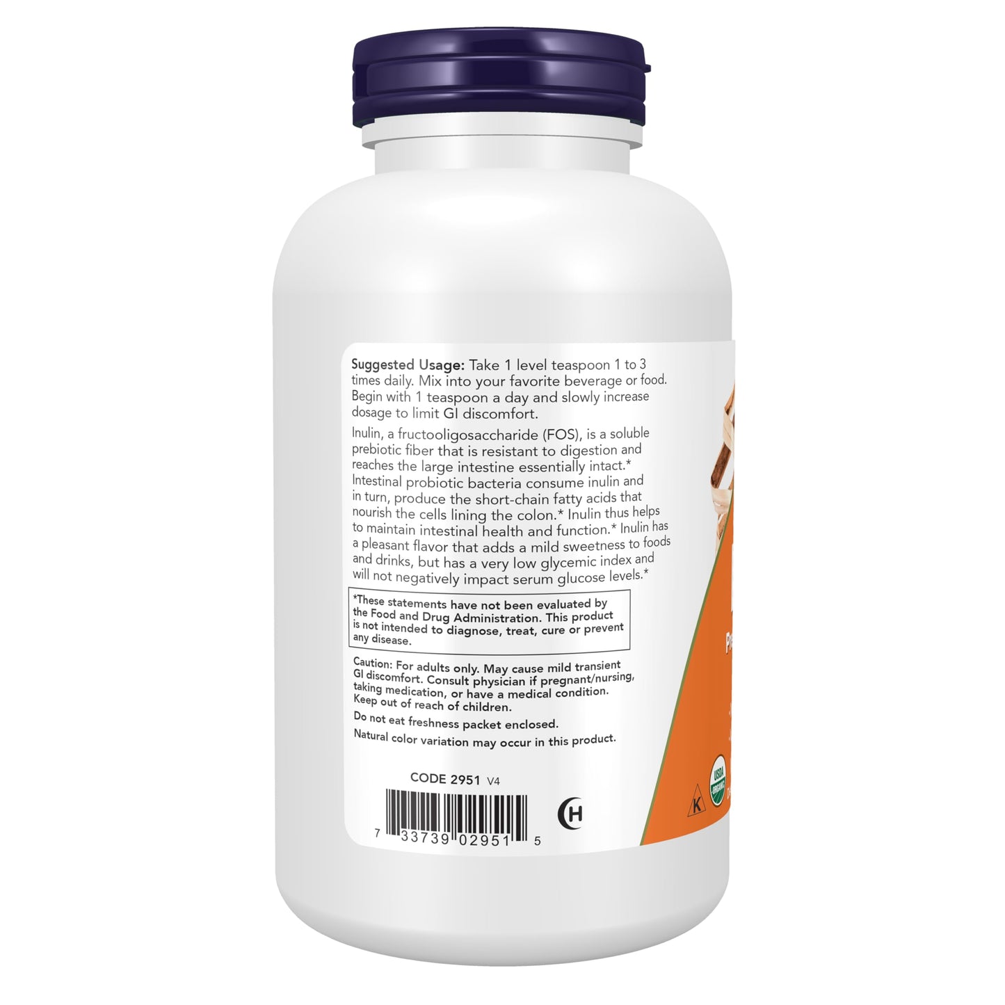 NOW Foods Inulin Prebiotic Powder, 16 oz