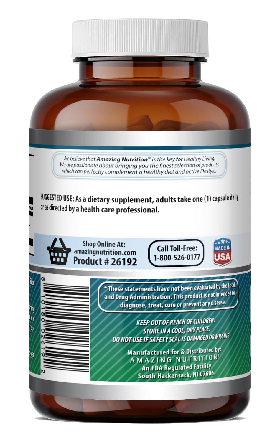Amazing Nutrition NAC (N-Acetyl-L-Cysteine) Supplement Capsule 250 Capsules
