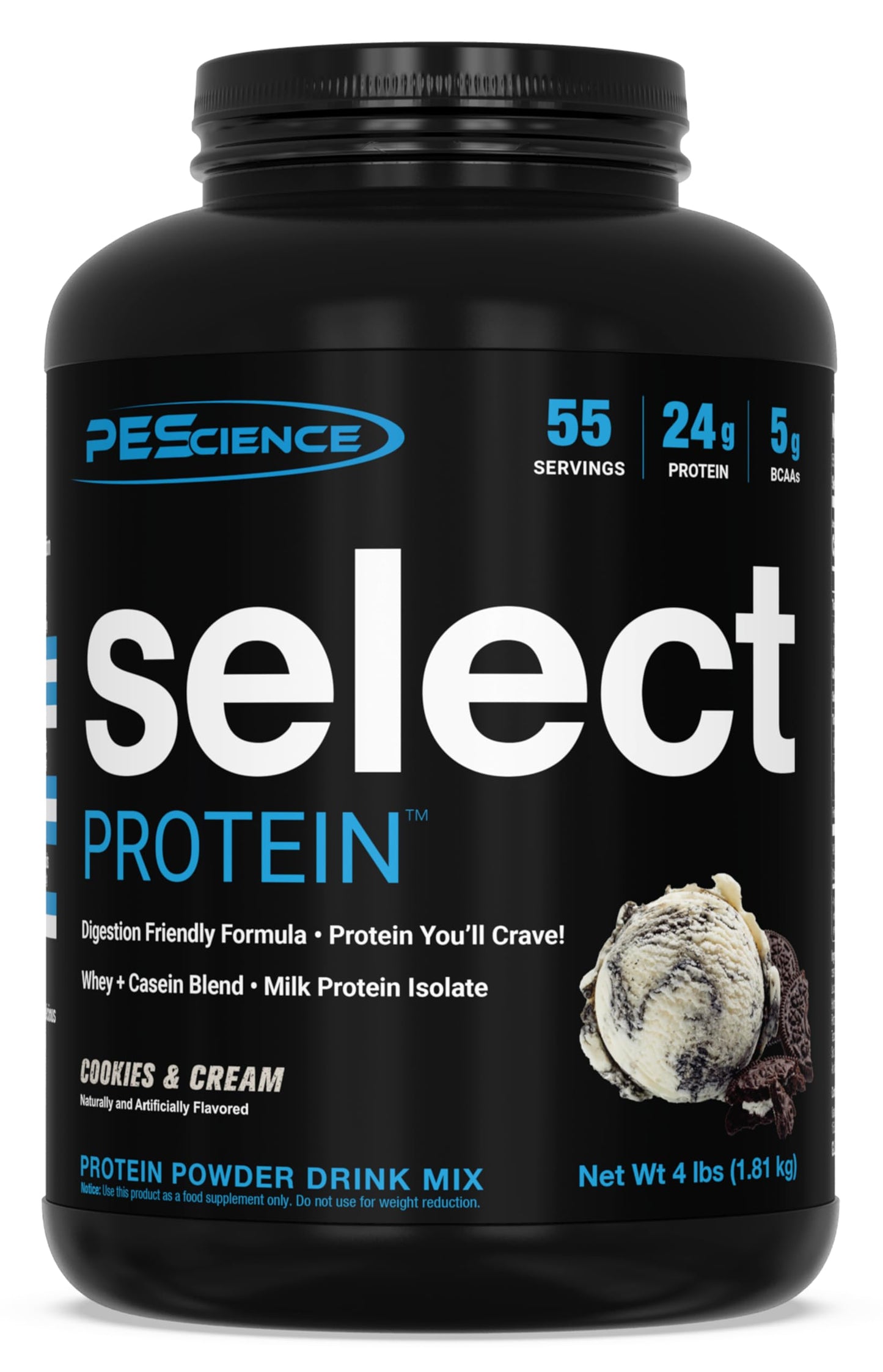 PEScience Select Protein Powder, Whey and Casein Blend, Cookies and Cream, Powder, 64 Servings