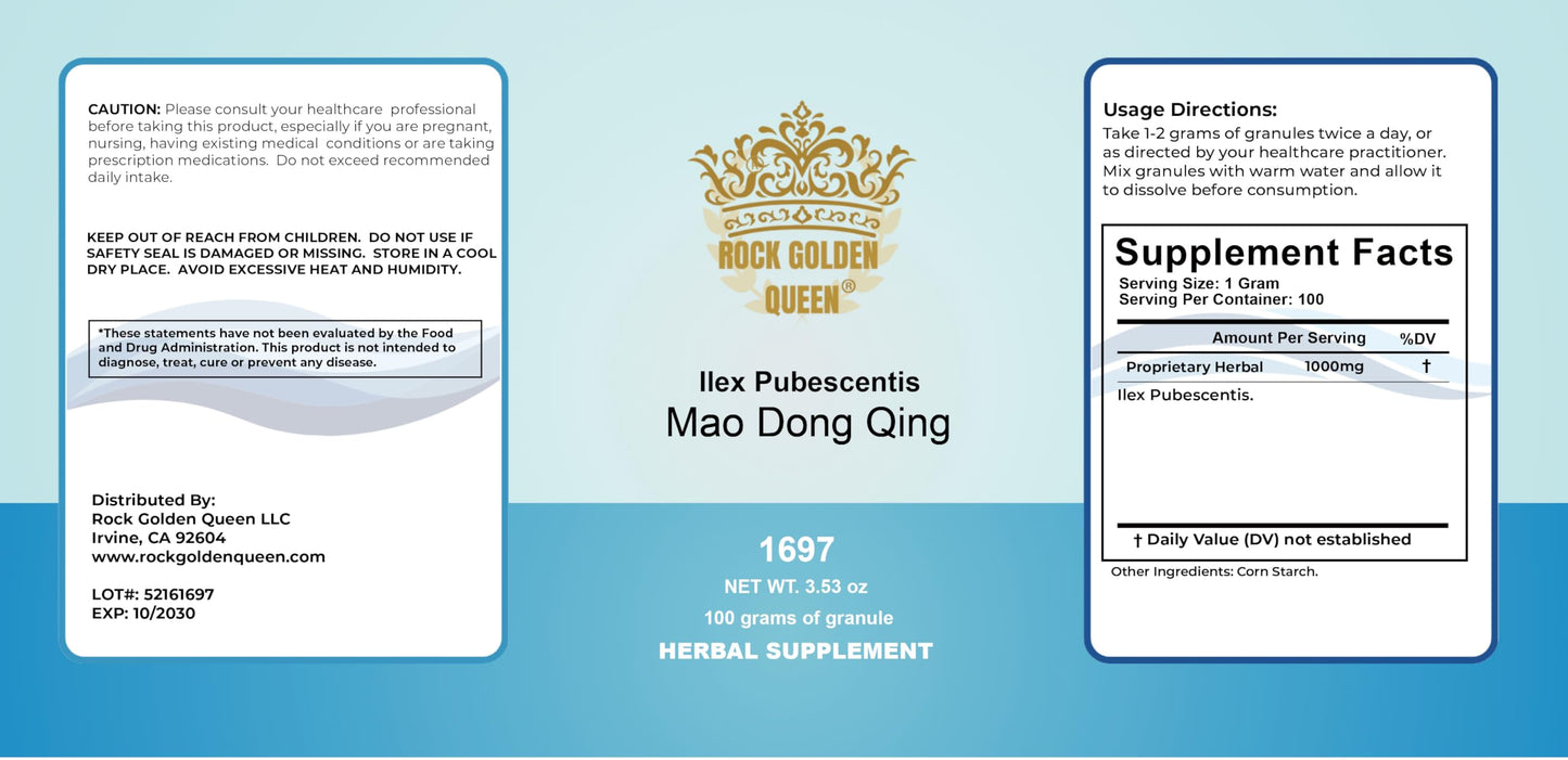 Rock Golden Queen Mao Dong Qing, Pubescent Holly Root (Raw) Powder, 3.53 Ounce