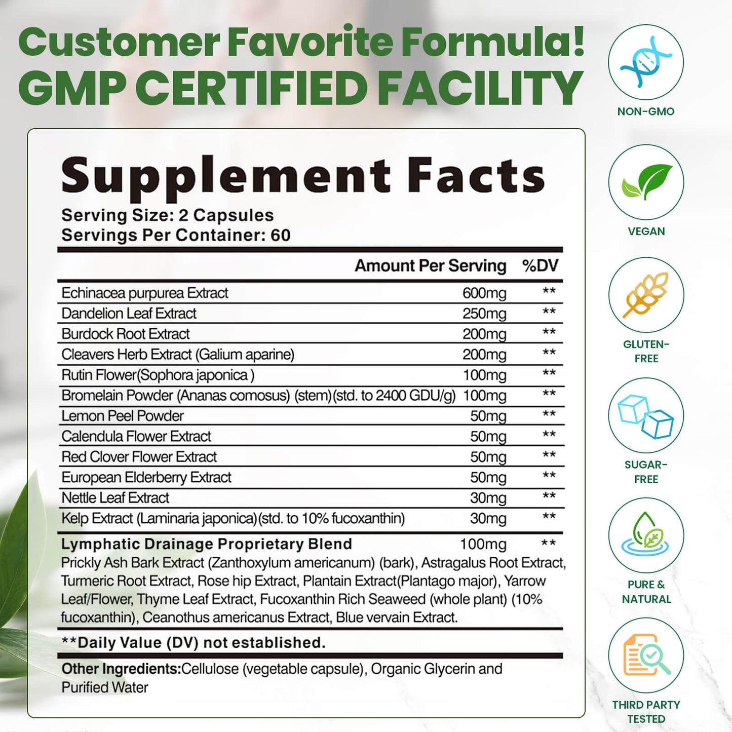 PHARMANERVE Lymphatic Drainage Capsules, 60 Capsules