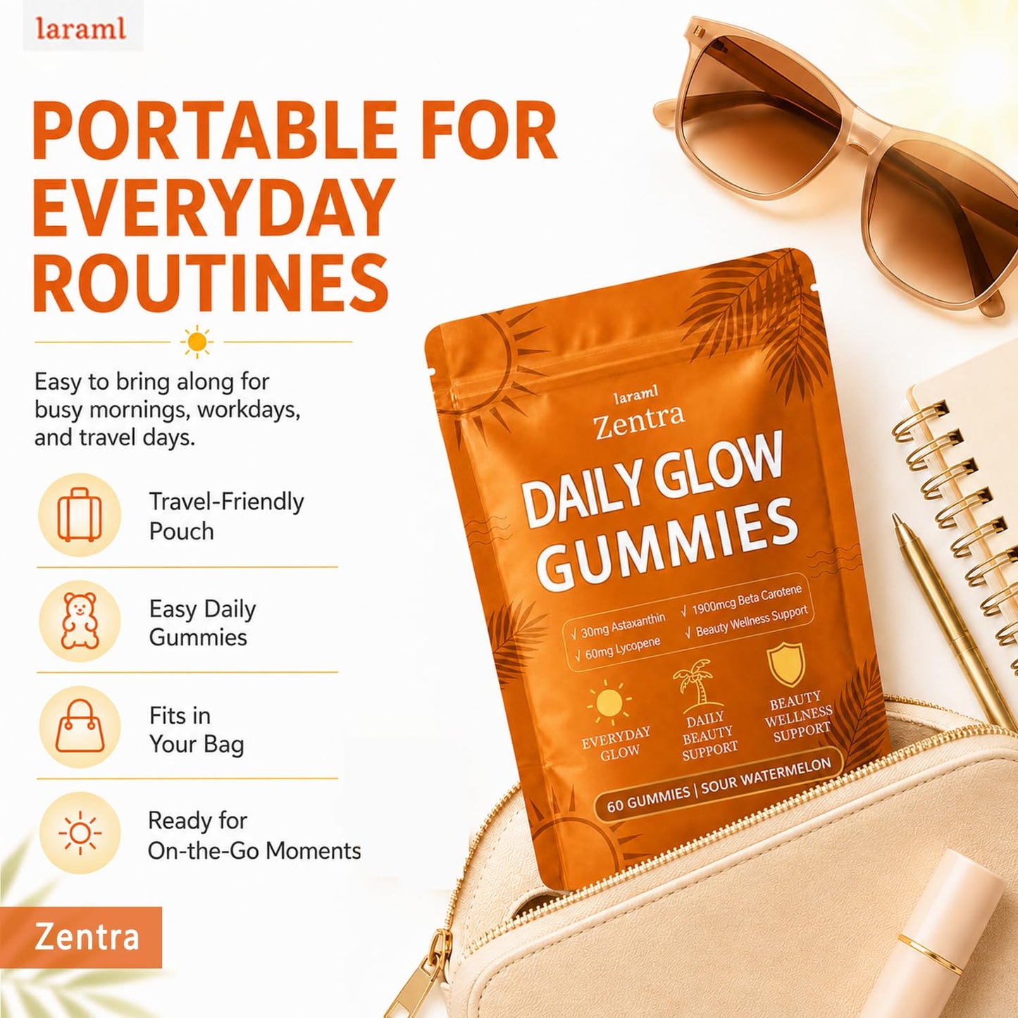 IaramI Zentra Daily Glow Gummies 60 Count